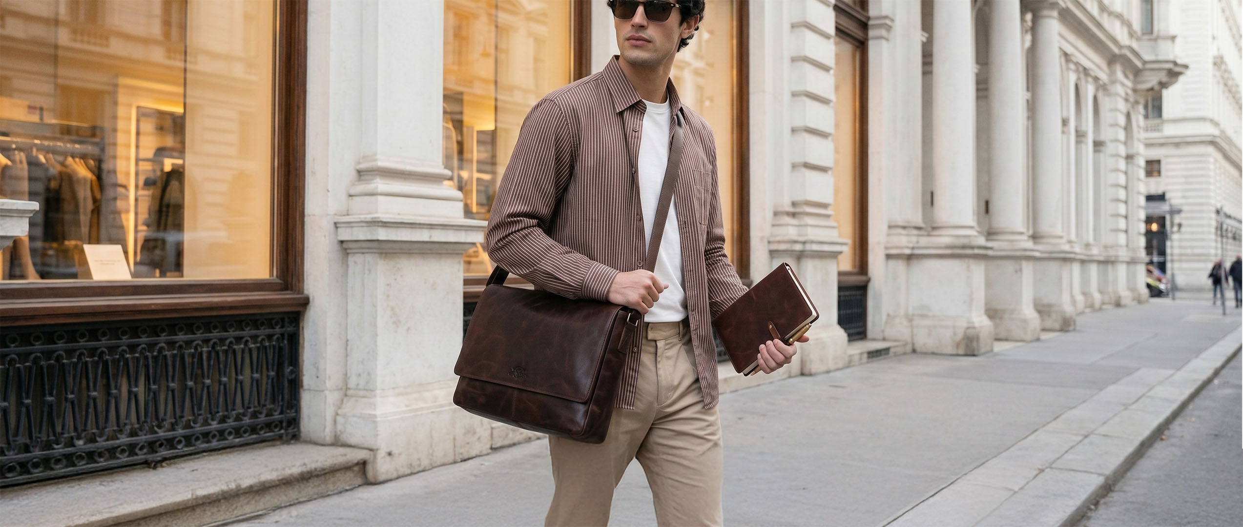 Messenger Bag Leder Herrentasche an Mann