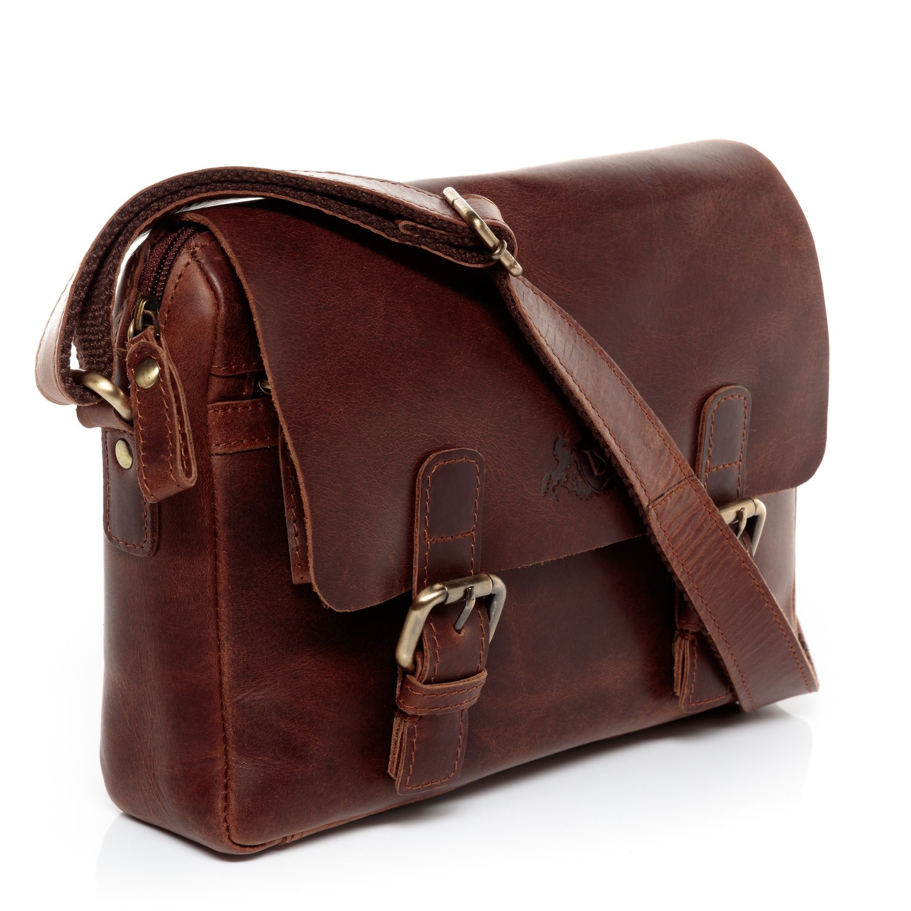 SID & VAIN Messenger Bag Leder YALE braun-cognac 10666