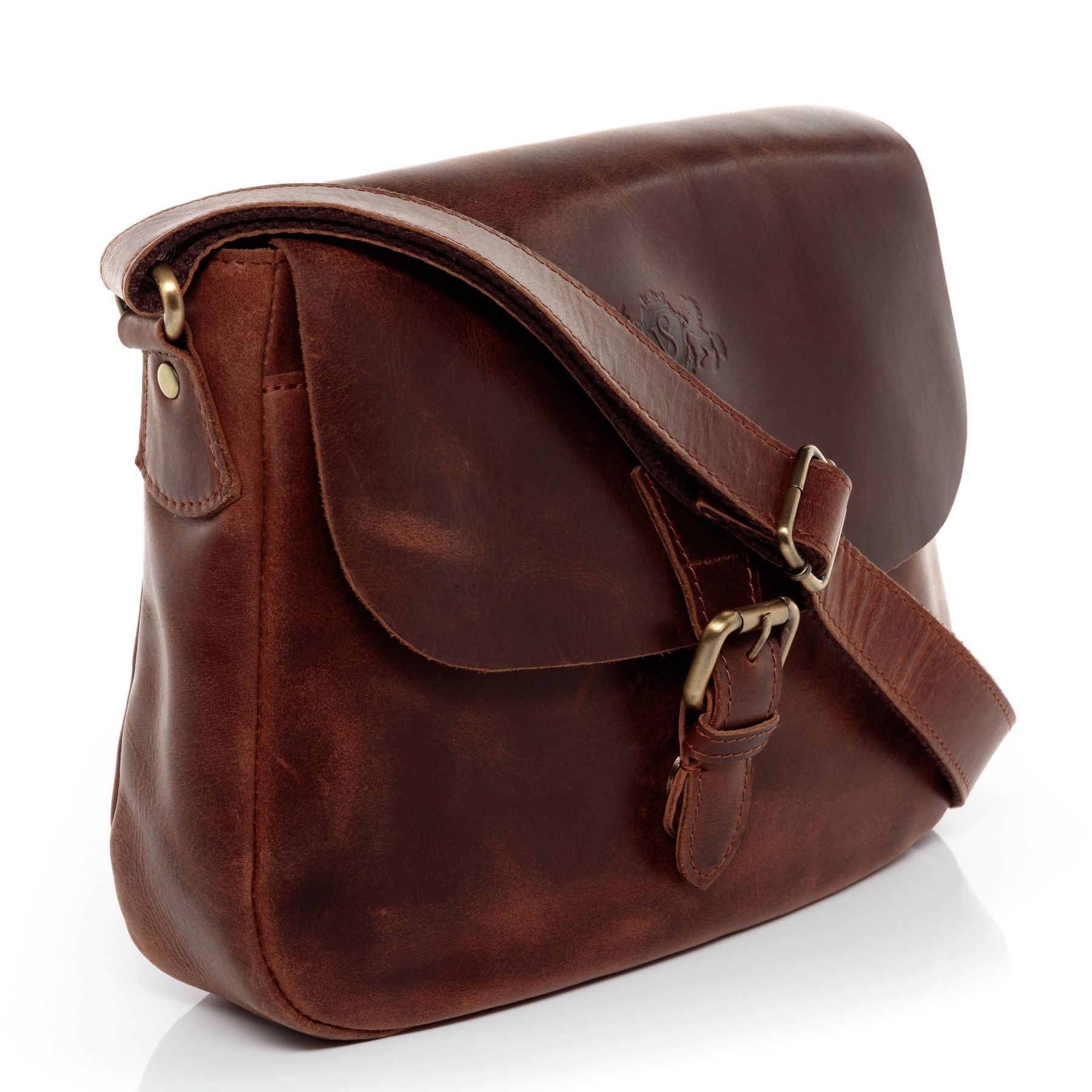 SID & VAIN Schultertasche Leder & Umhängetasche Leder YALE braun-cognac 10671