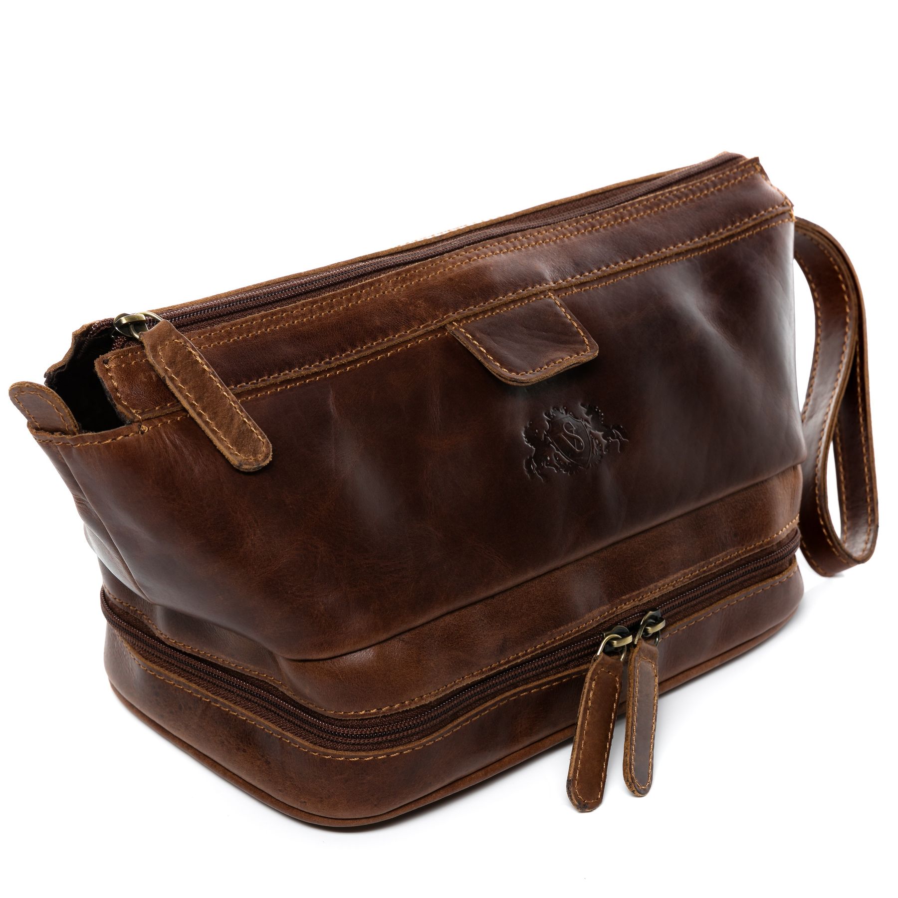 SID & VAIN Kulturbeutel Leder NOTTINGHAM braun-cognac 11187