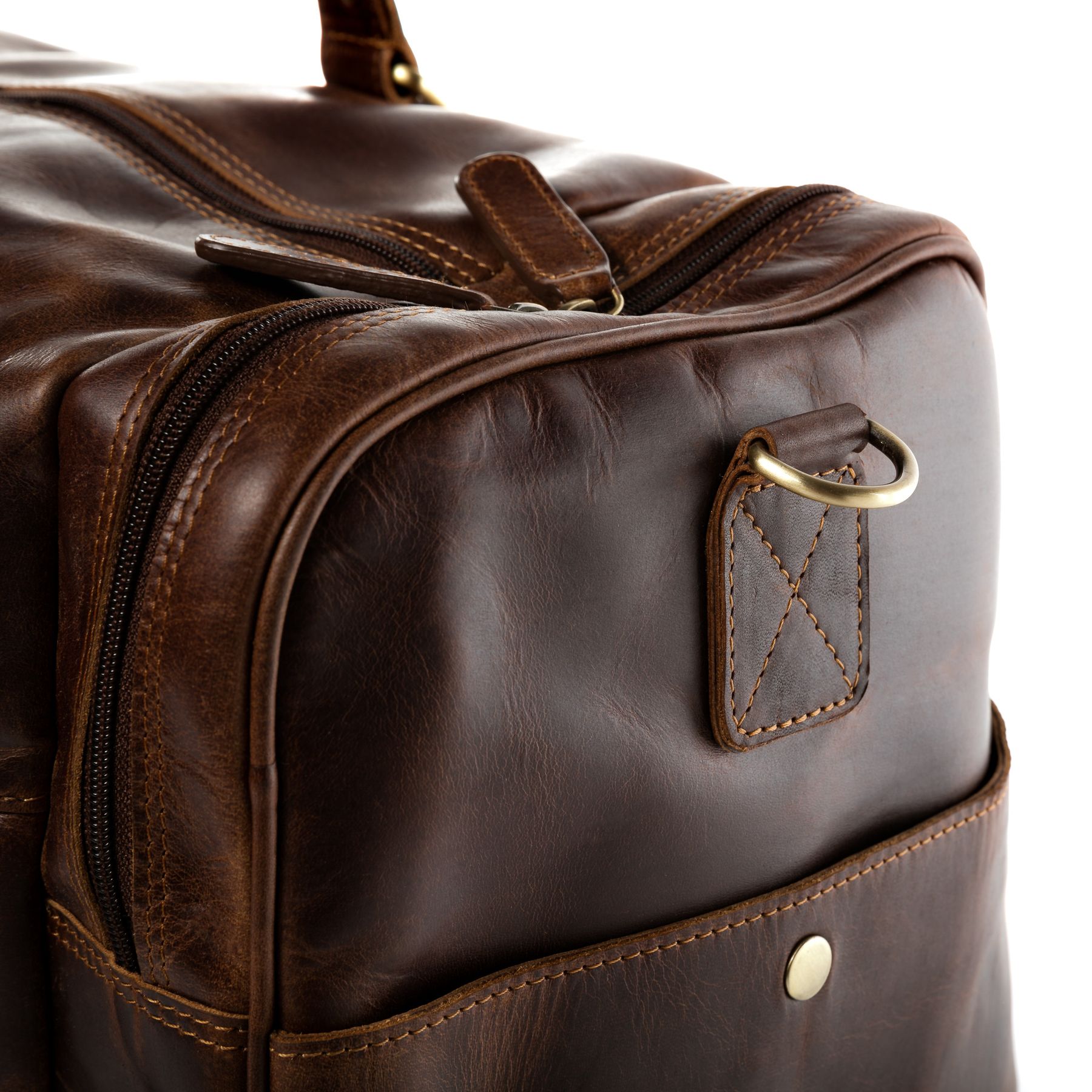 SID & VAIN Reisetasche Leder mit Schuhfach YALE braun-cognac 11094
