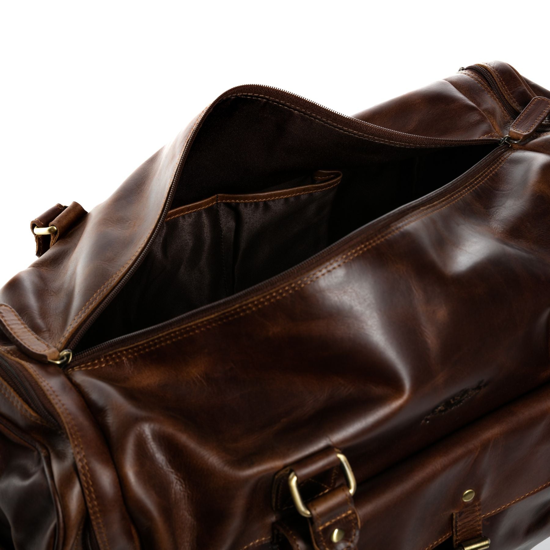 SID & VAIN Reisetasche Leder mit Schuhfach YALE braun-cognac 11095