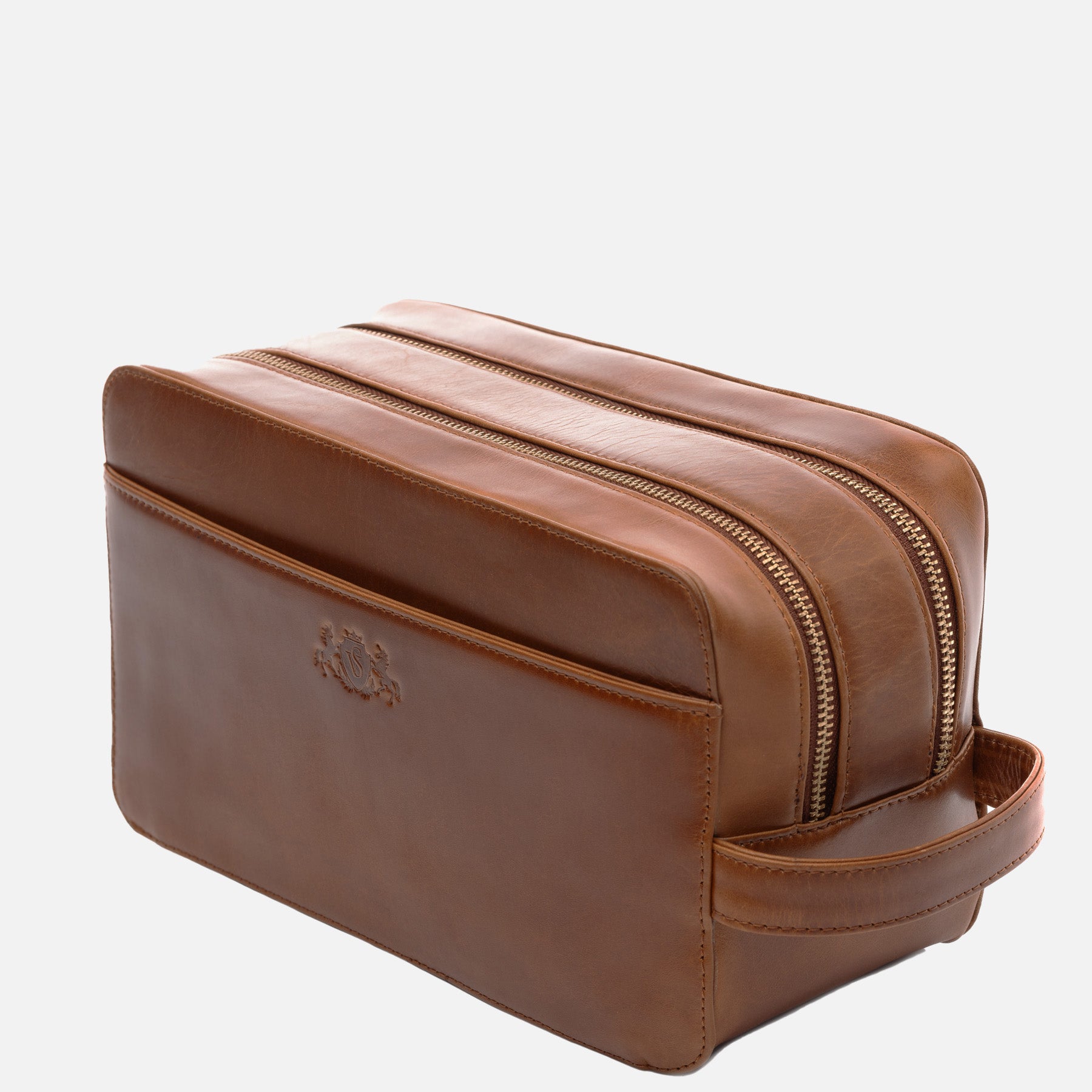 Kulturtasche QUENTIN Leder hellbraun