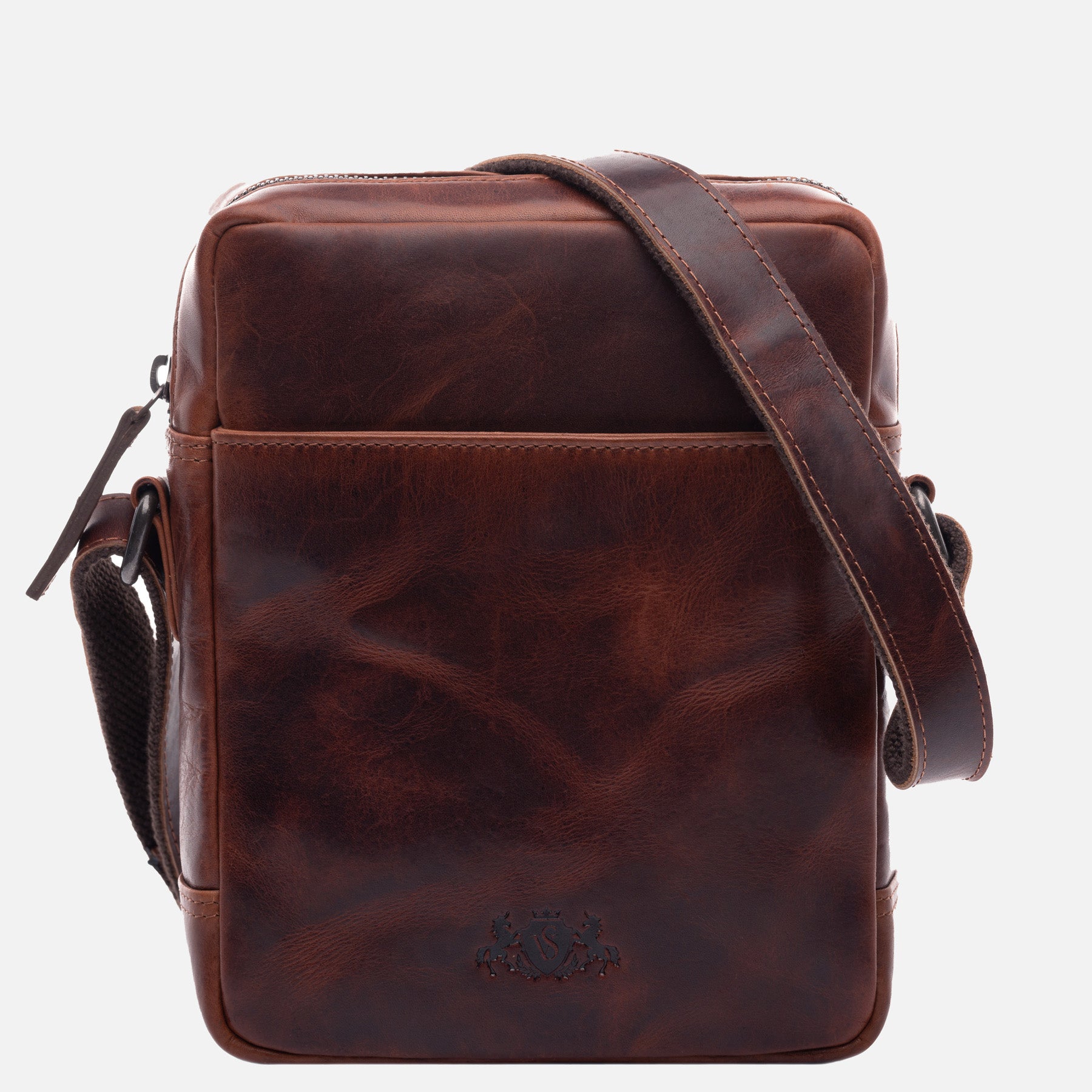 Schultertasche DUBLIN Natur-Leder