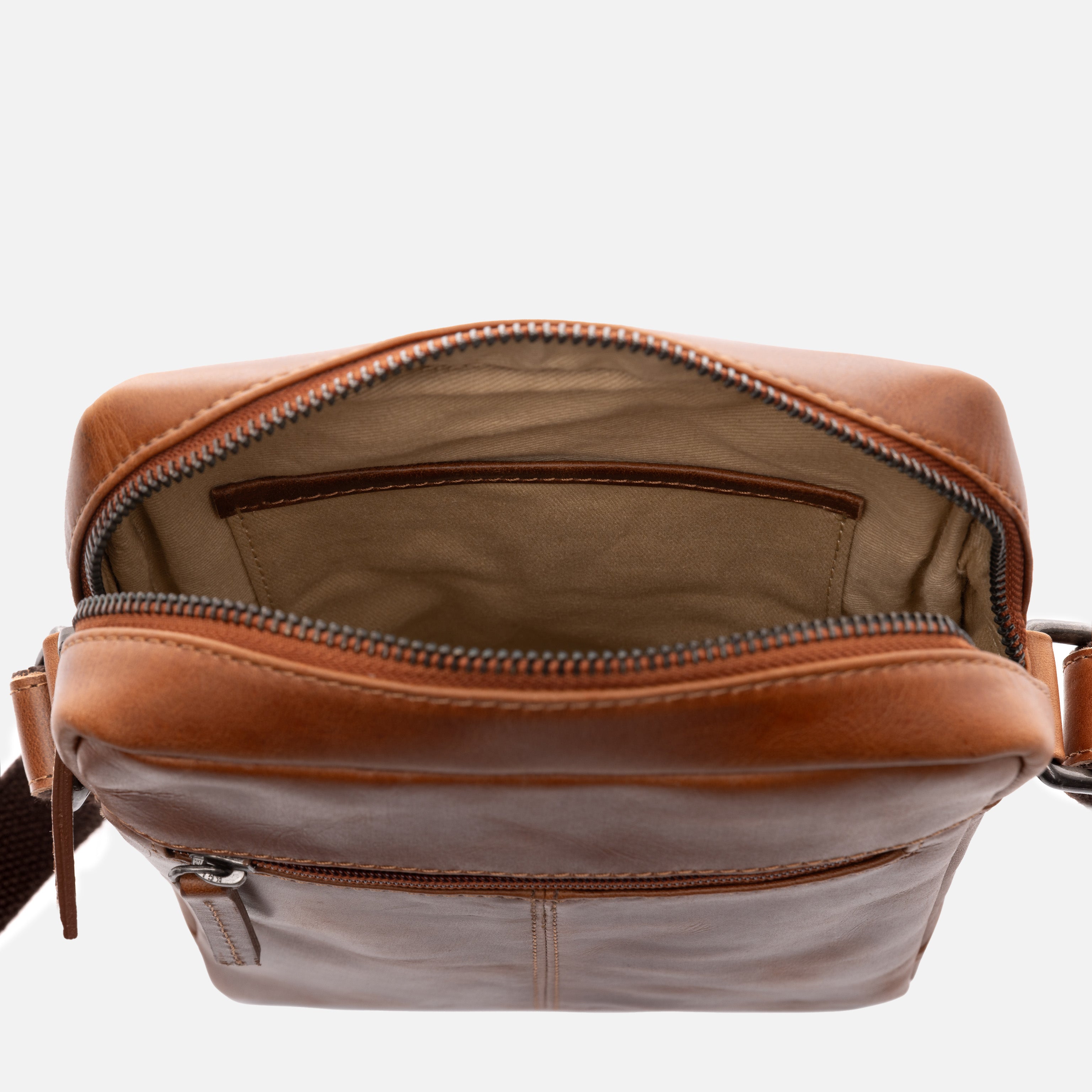 Schultertasche DUBLIN Natur-Leder