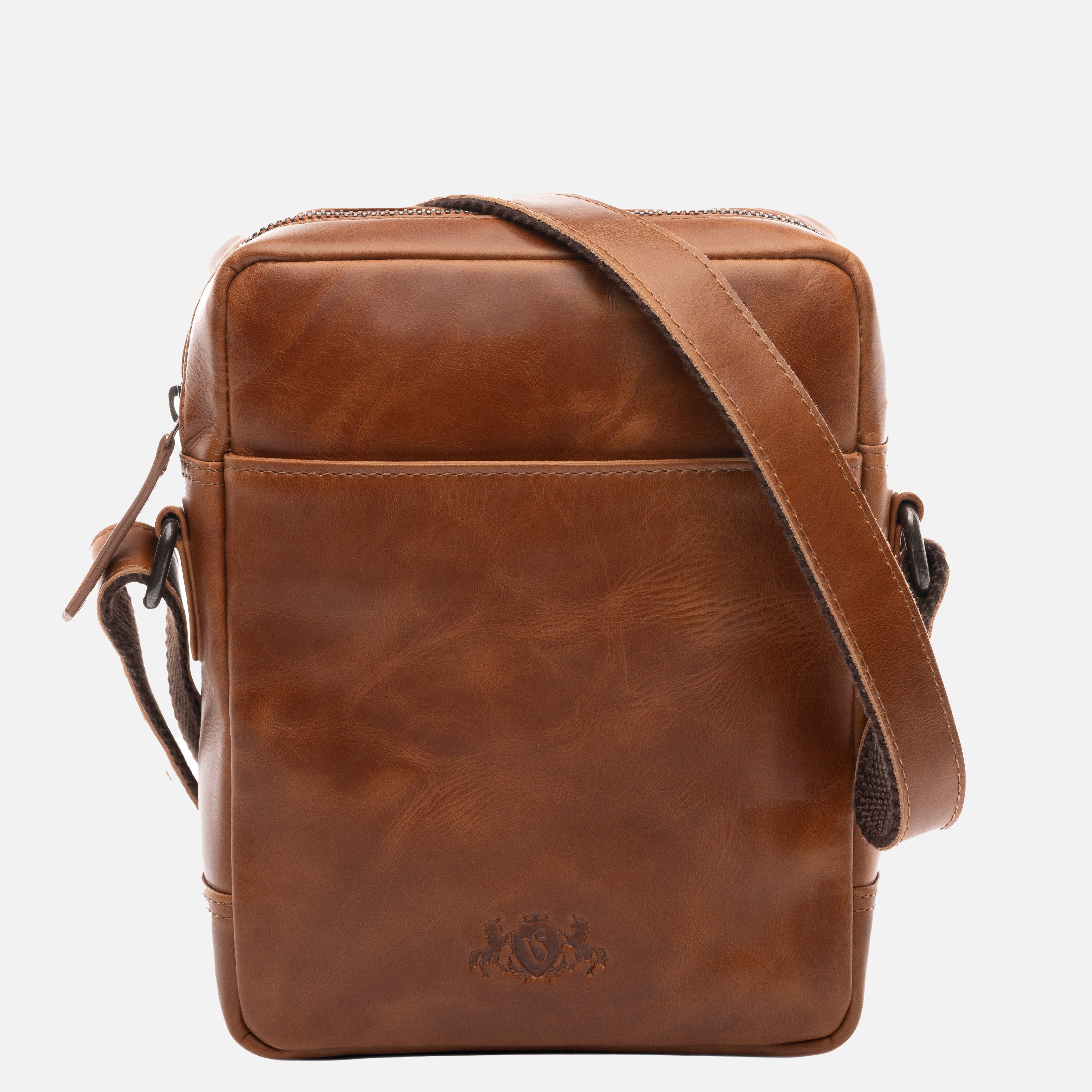 Schultertasche DUBLIN Natur-Leder