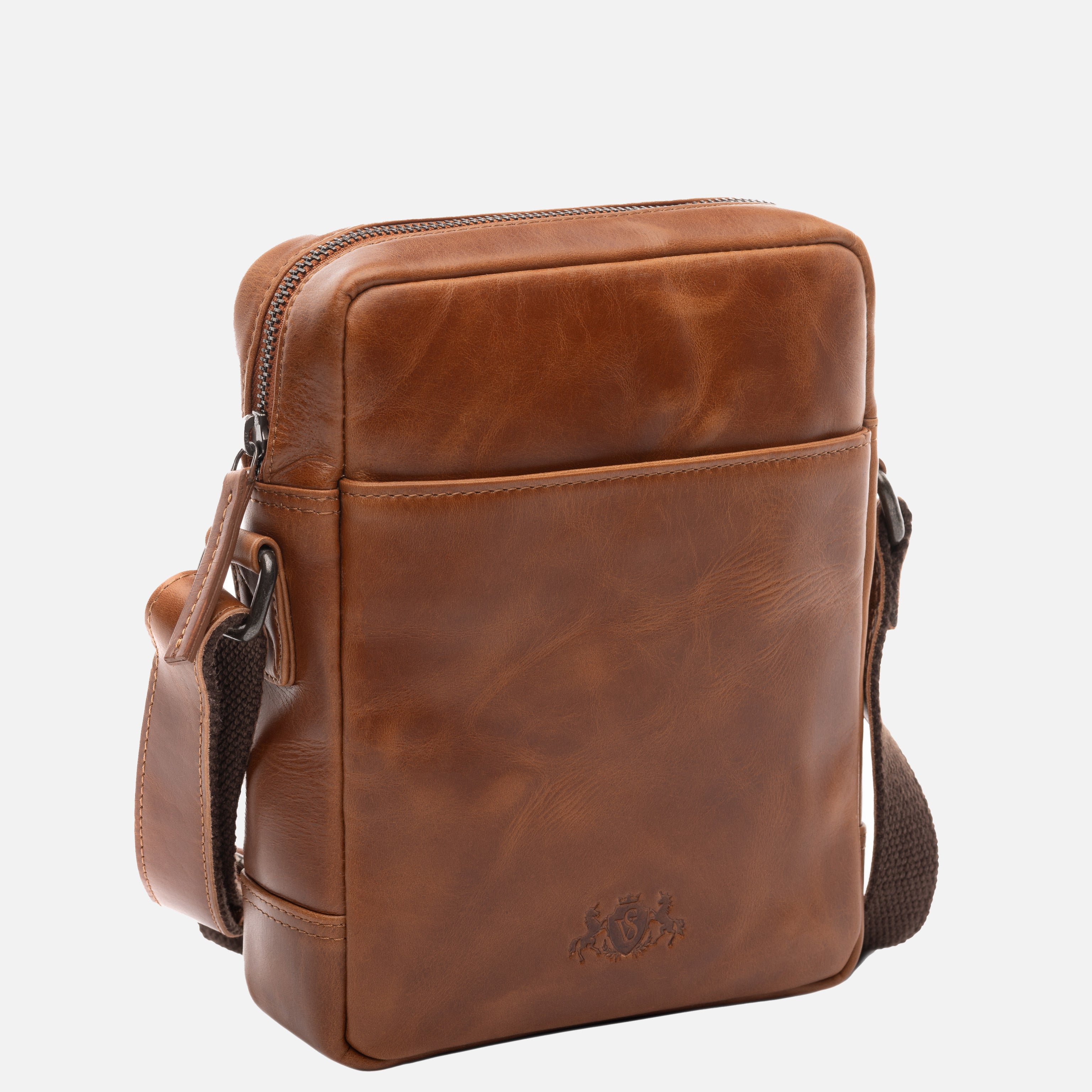 Schultertasche DUBLIN Natur-Leder