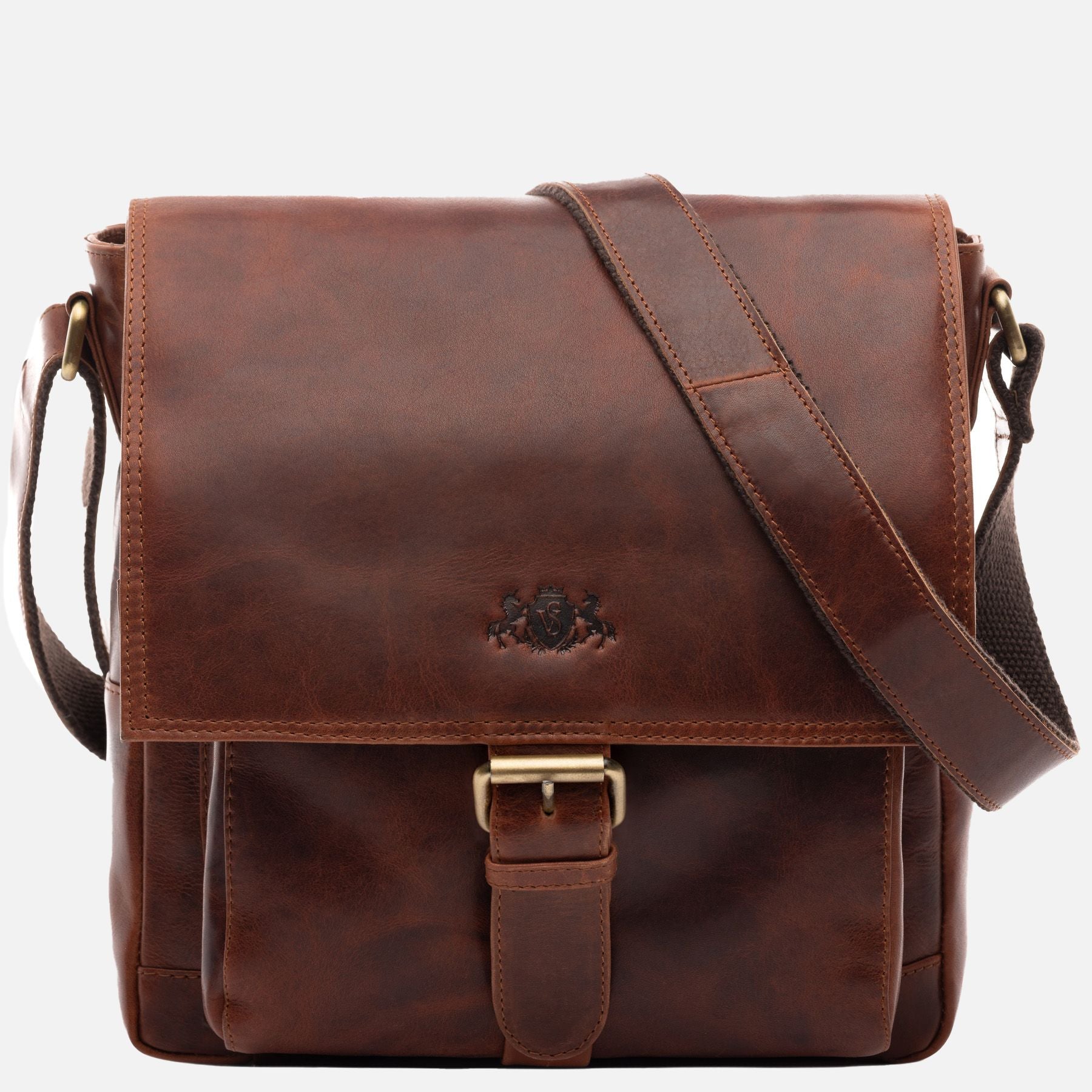 Schultertasche NICO Natur-Leder braun