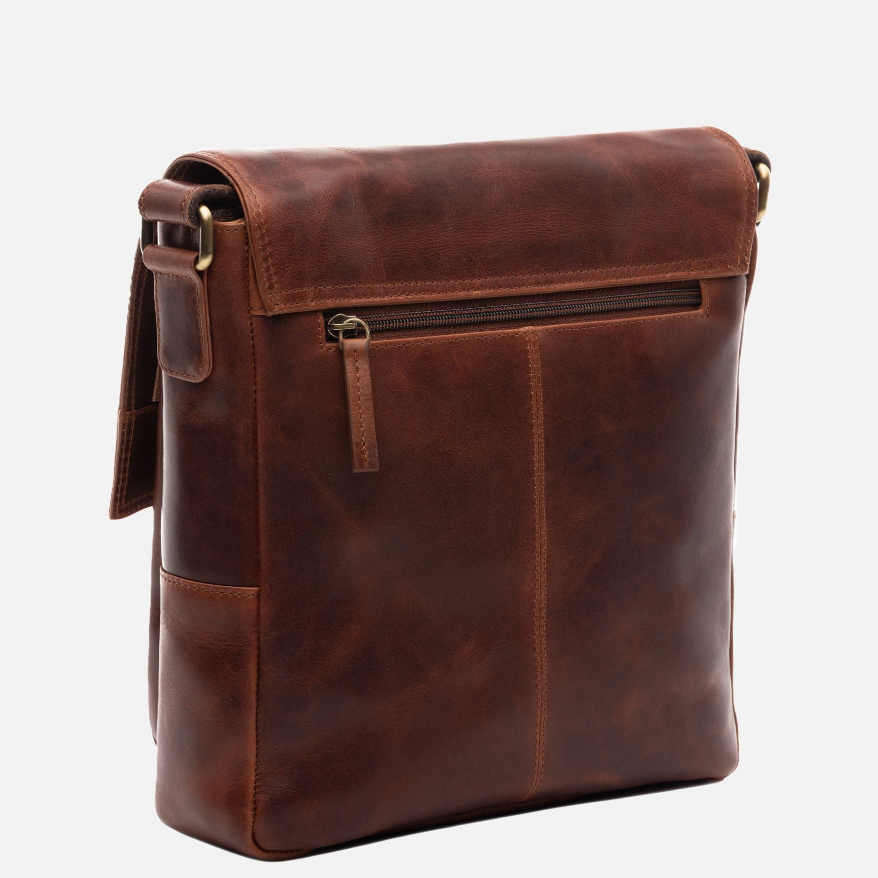 Schultertasche NICO Natur-Leder braun