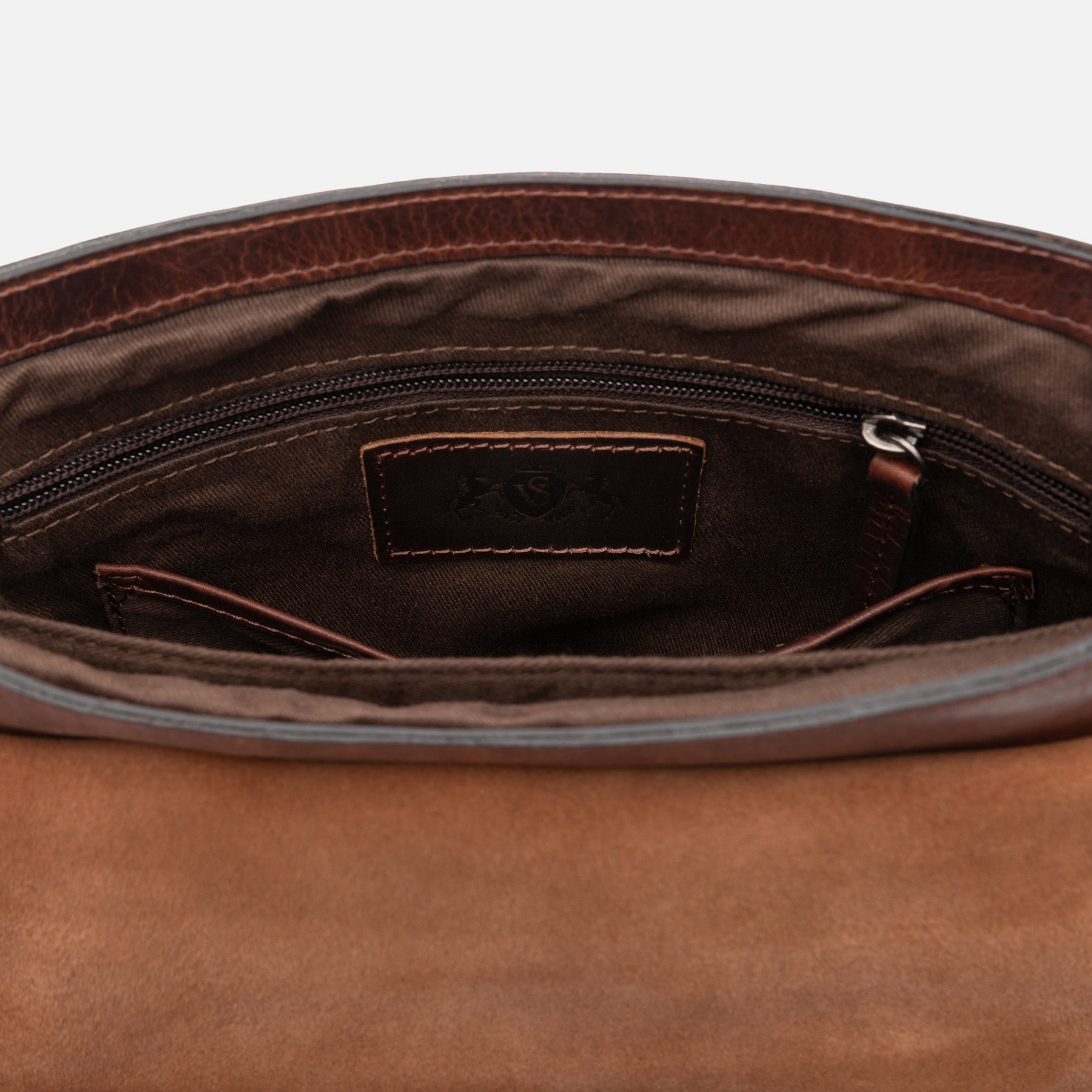Schultertasche GRAHAM Natur-Leder braun