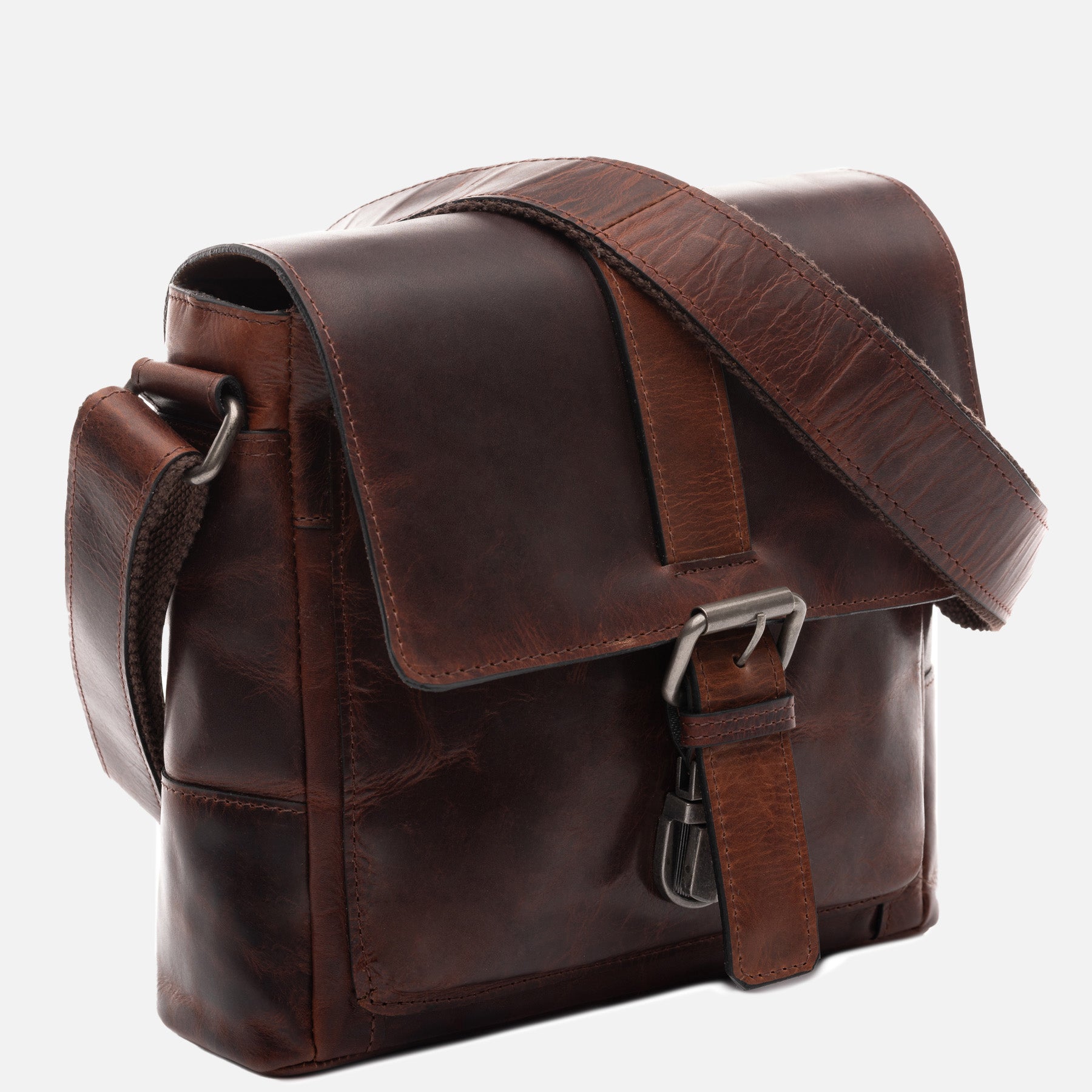 Schultertasche GRAHAM Natur-Leder braun