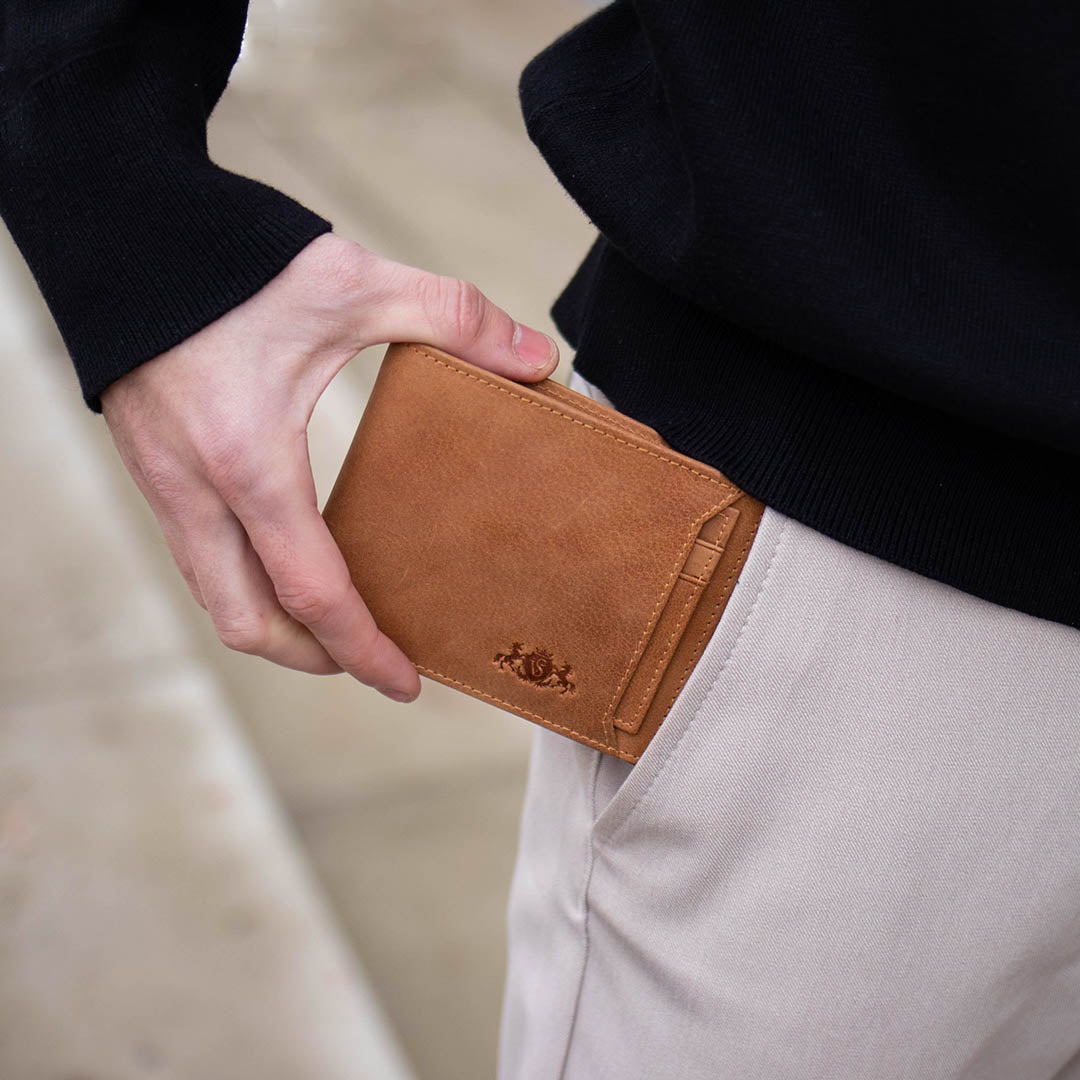 SID & VAIN Geldbeutel Leder Karten JACOB light-cognac 37084