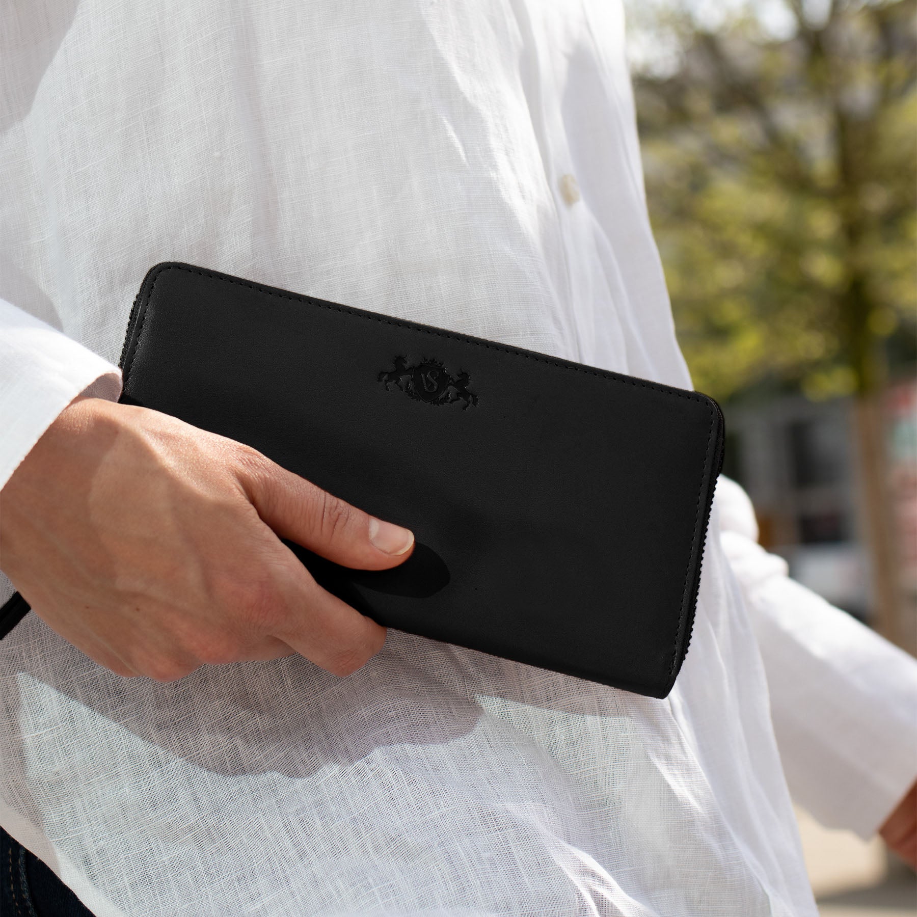 SID & VAIN Geldboerse Leder JERSEY schwarz braun Geldbeutel 39193