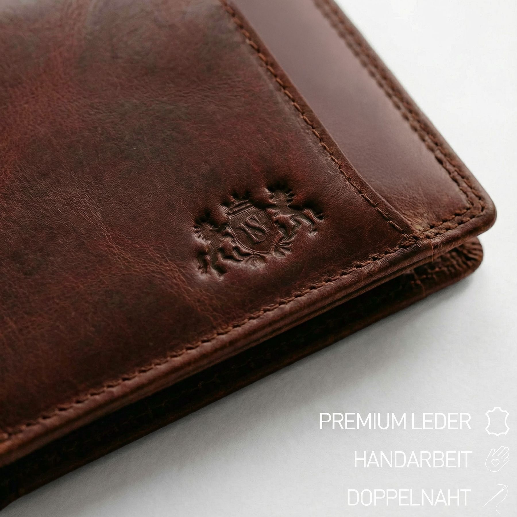 Geldbörse 2 in 1 mit Kartenhalter JACOB Leder braun