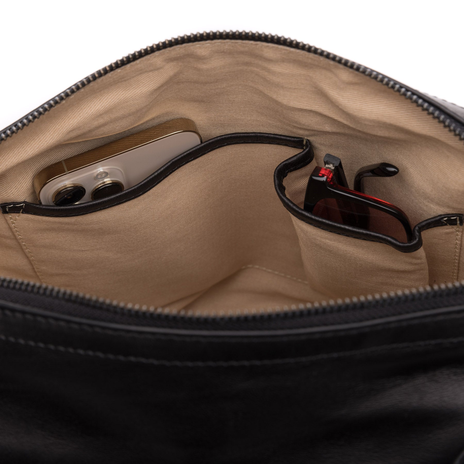 Beuteltasche DAISY Glattleder schwarz