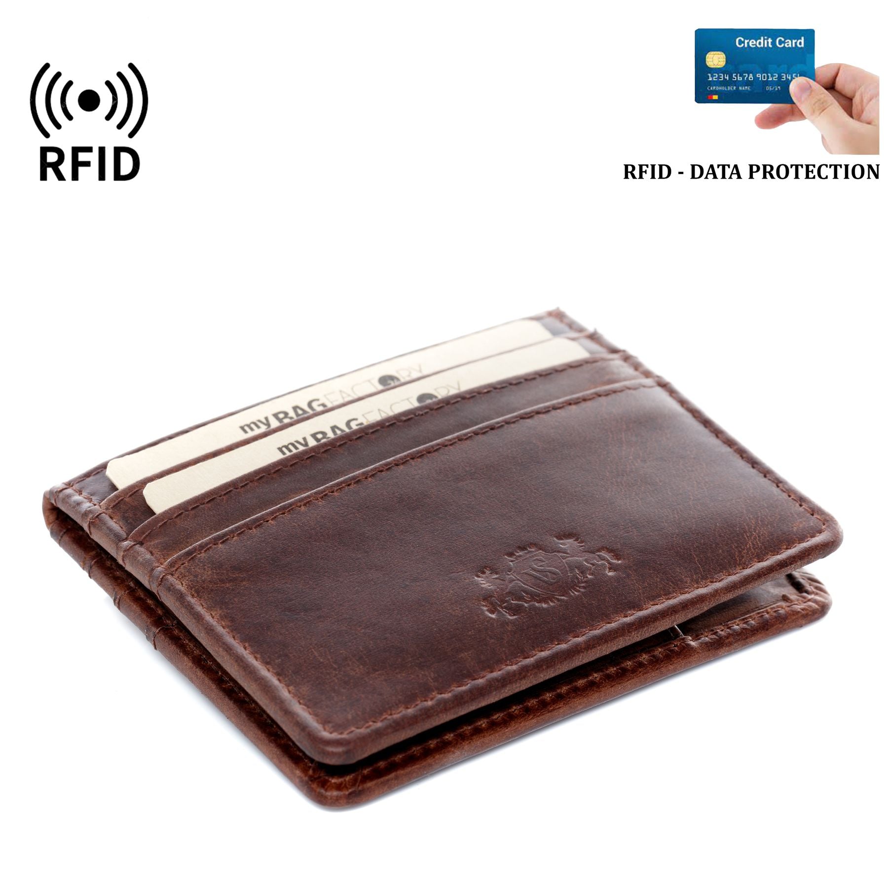 Card case EARNEST natural leather brown-cognac