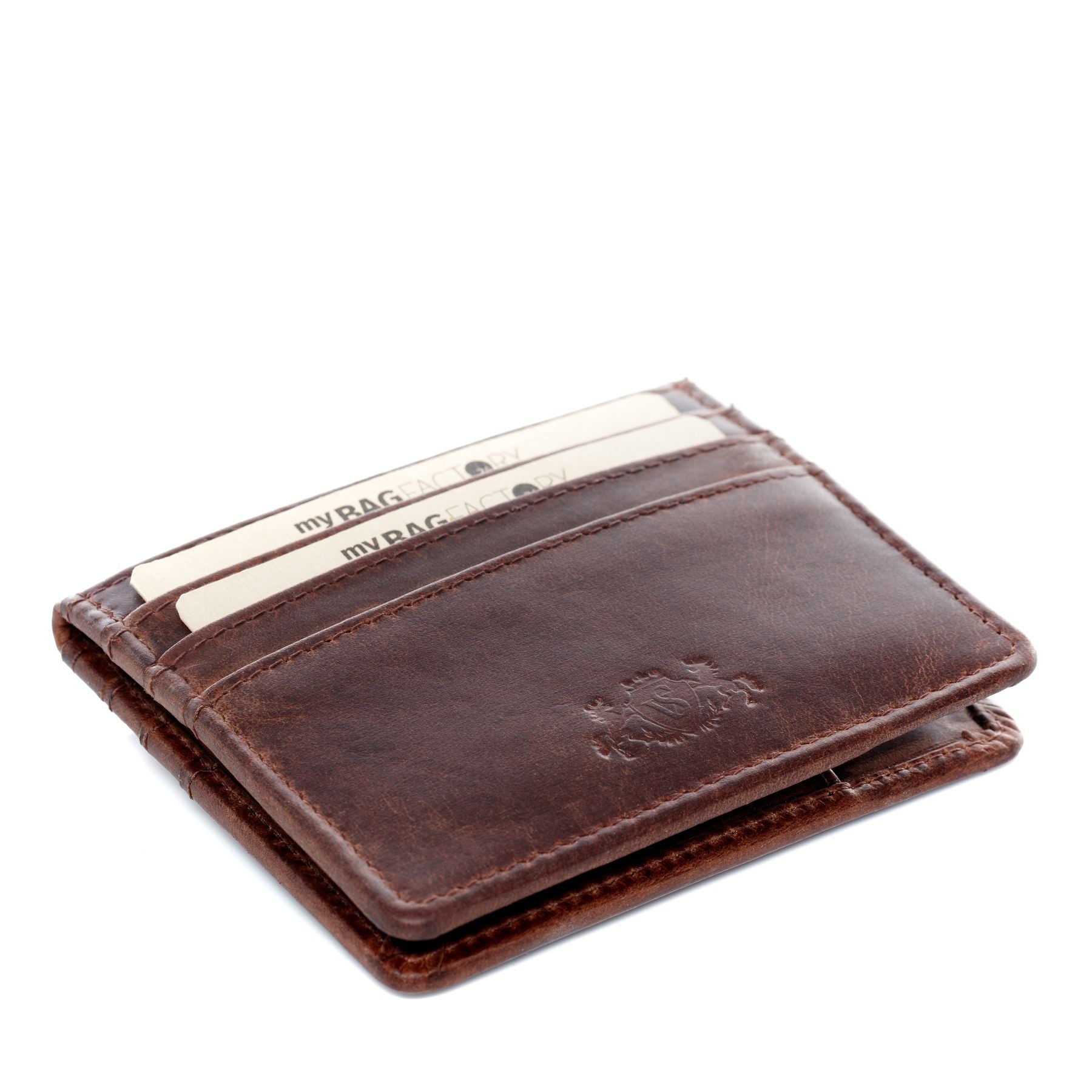 Card case EARNEST natural leather brown-cognac