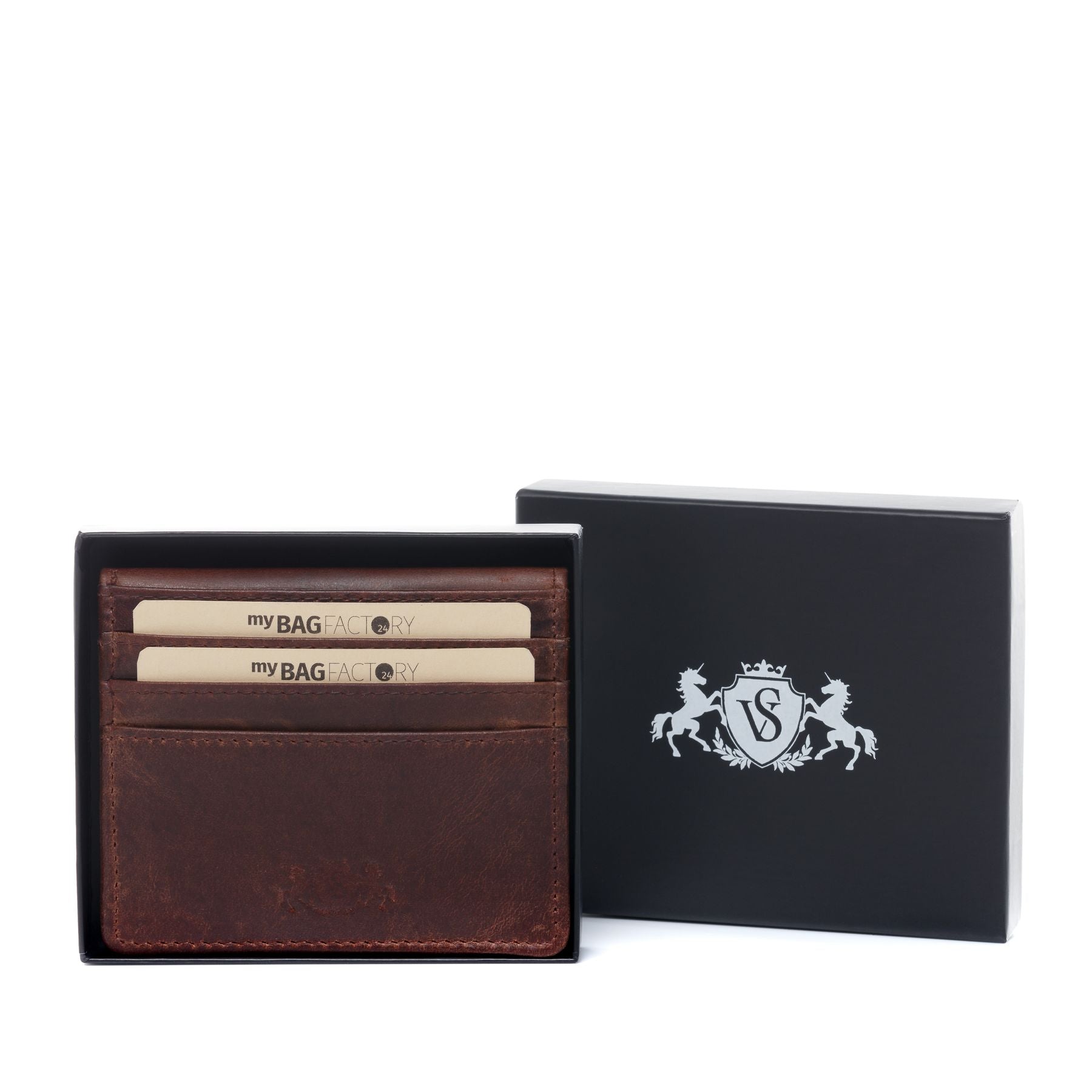 SID & VAIN Kartenetui Leder EARNEST braun hellbraun schwarz 20524 #farbe_brown-cognac