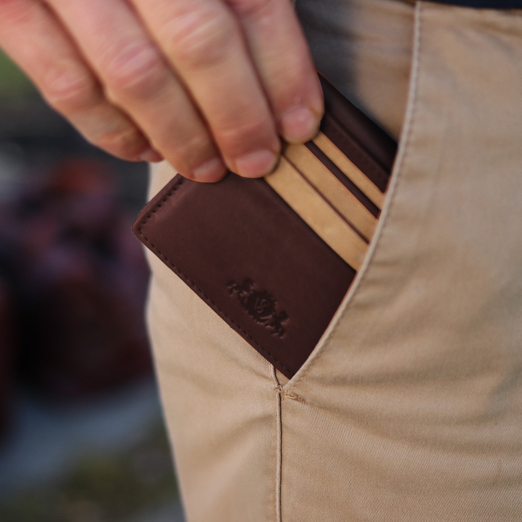 Card case EARNEST natural leather brown-cognac