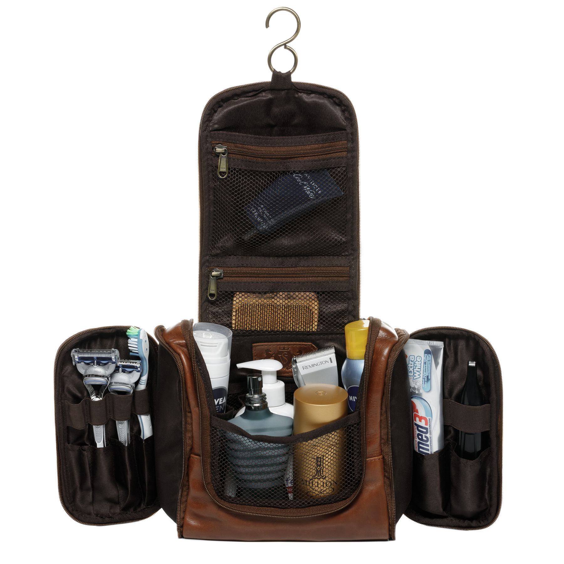 SID & VAIN Kulturbeutel Leder DEXTER light-brown 30233