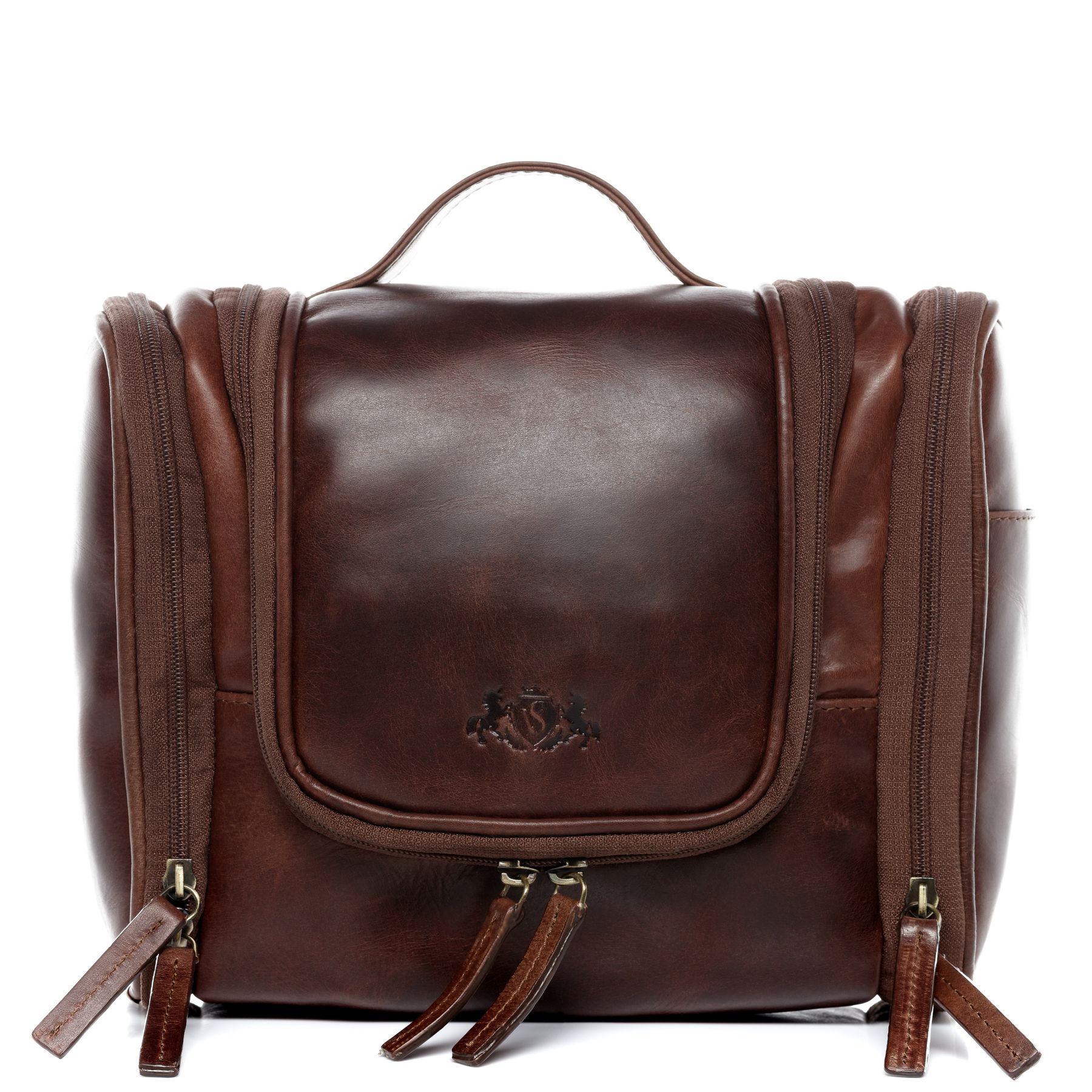 SID & VAIN Kulturbeutel Leder DEXTER braun-cognac 21754