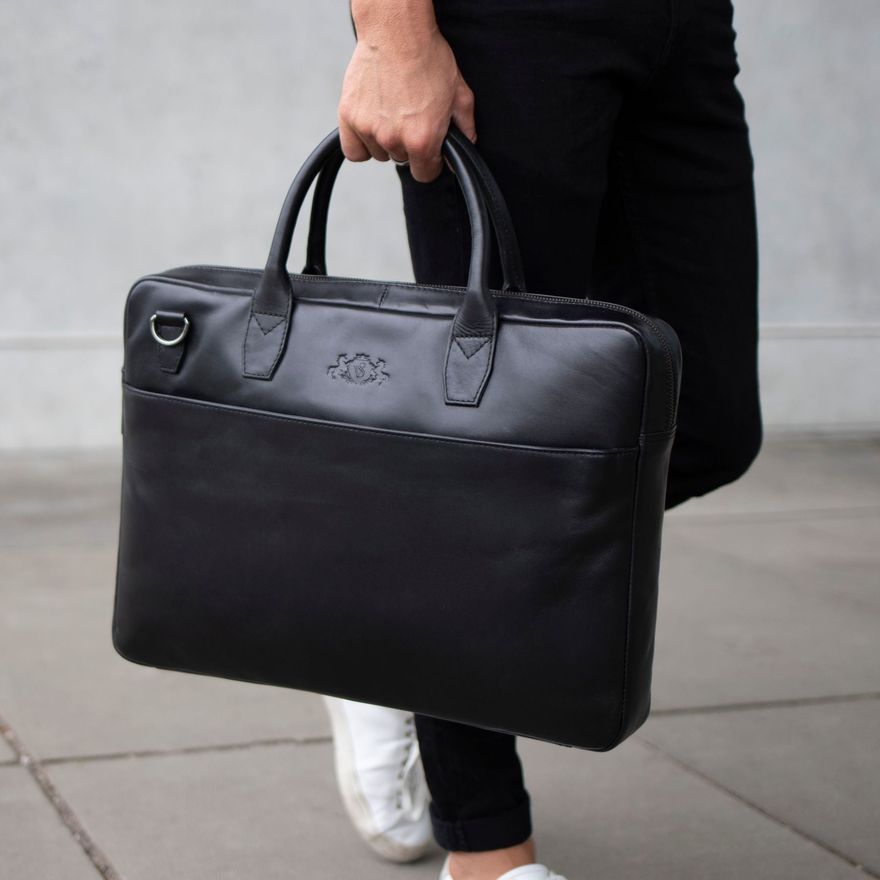SID & VAIN Laptoptasche Leder Slim BOSTON schwarz 31367