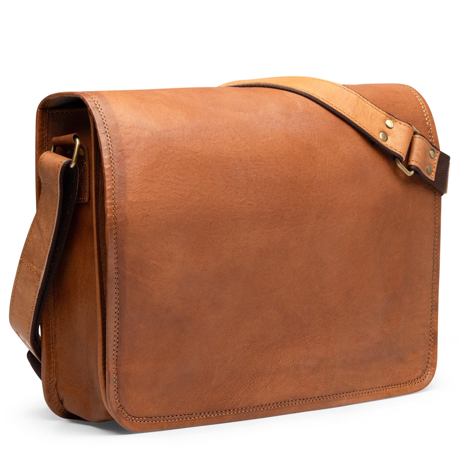 Umhängetasche Messenger Bag CAMDEN Leder hellbraun