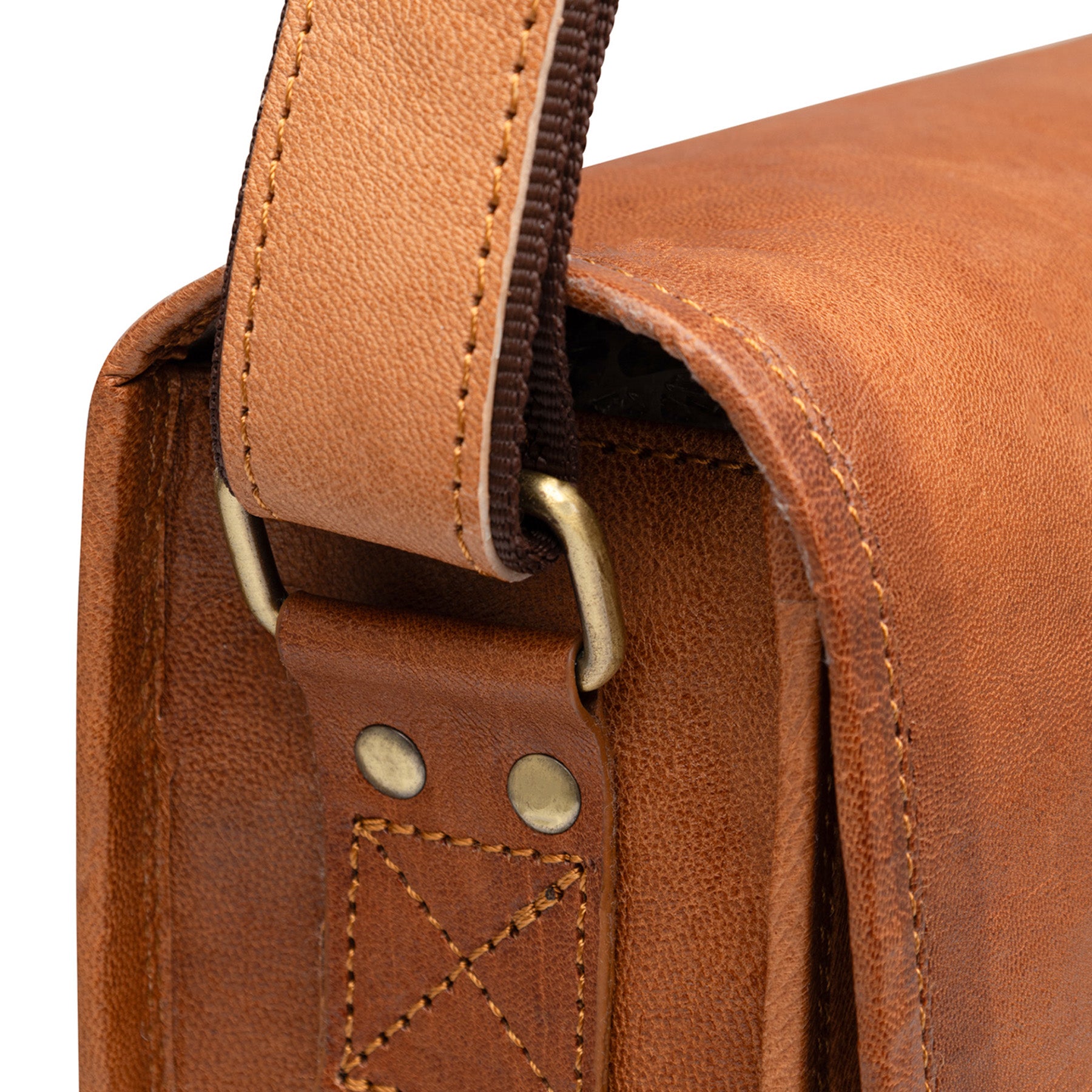 Umhängetasche Messenger Bag CAMDEN Leder hellbraun