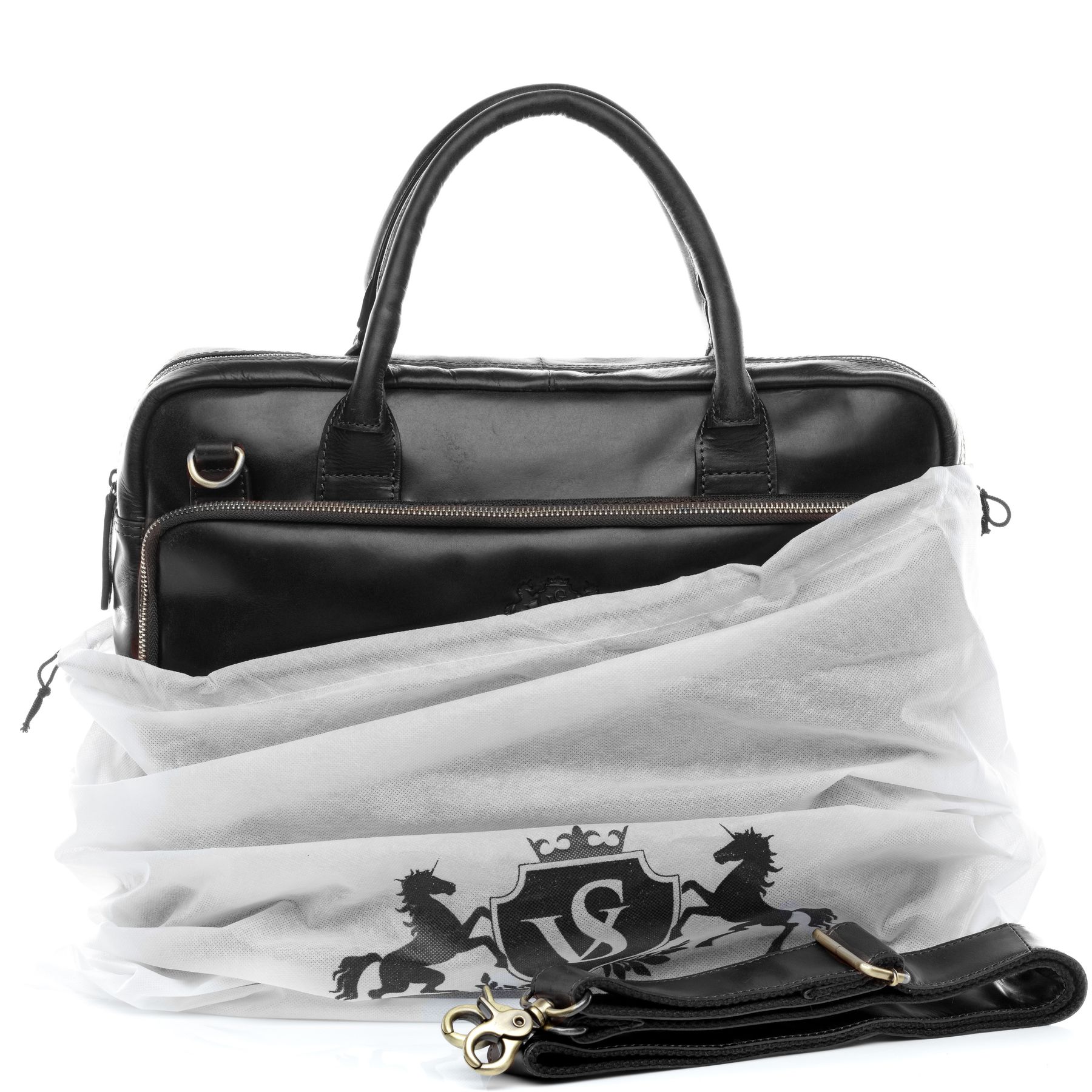 SID & VAIN Laptoptasche Leder XL RYAN schwarz 27975
