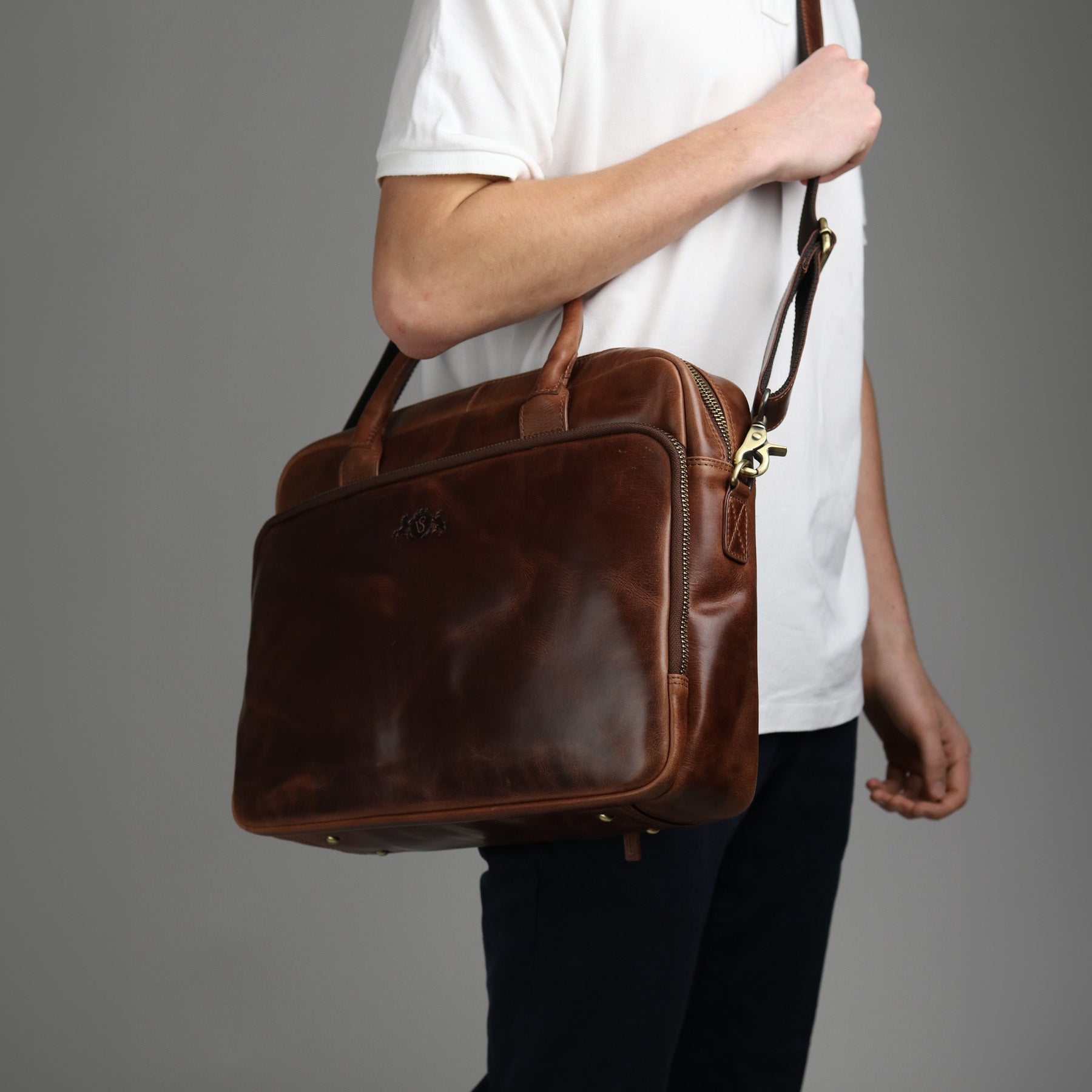 Laptoptasche RYAN Natur-Leder braun