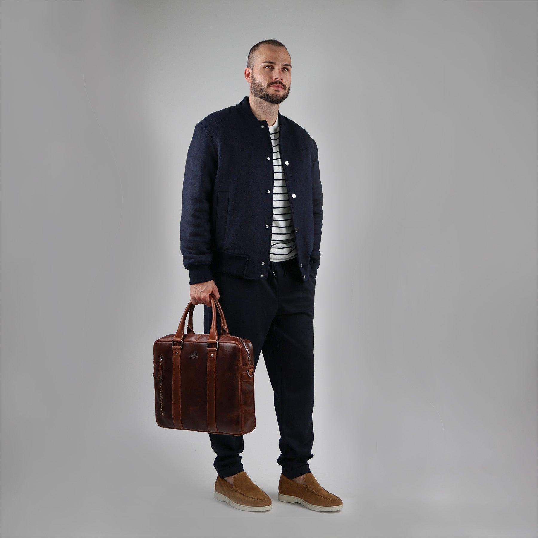 SID & VAIN Laptoptasche Leder STOKED braun-cognac 39384