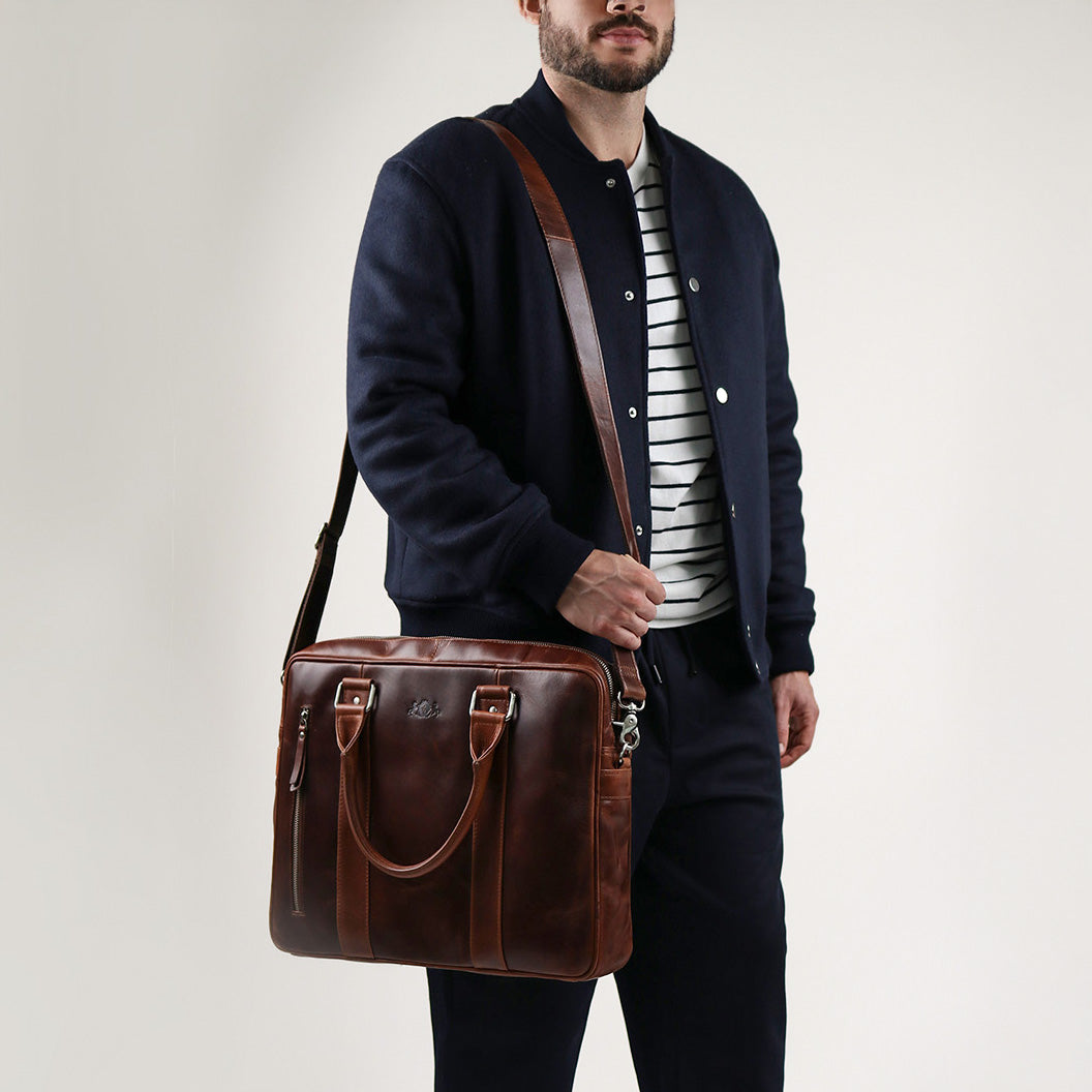 Laptoptasche STOKED Natur-Leder braun