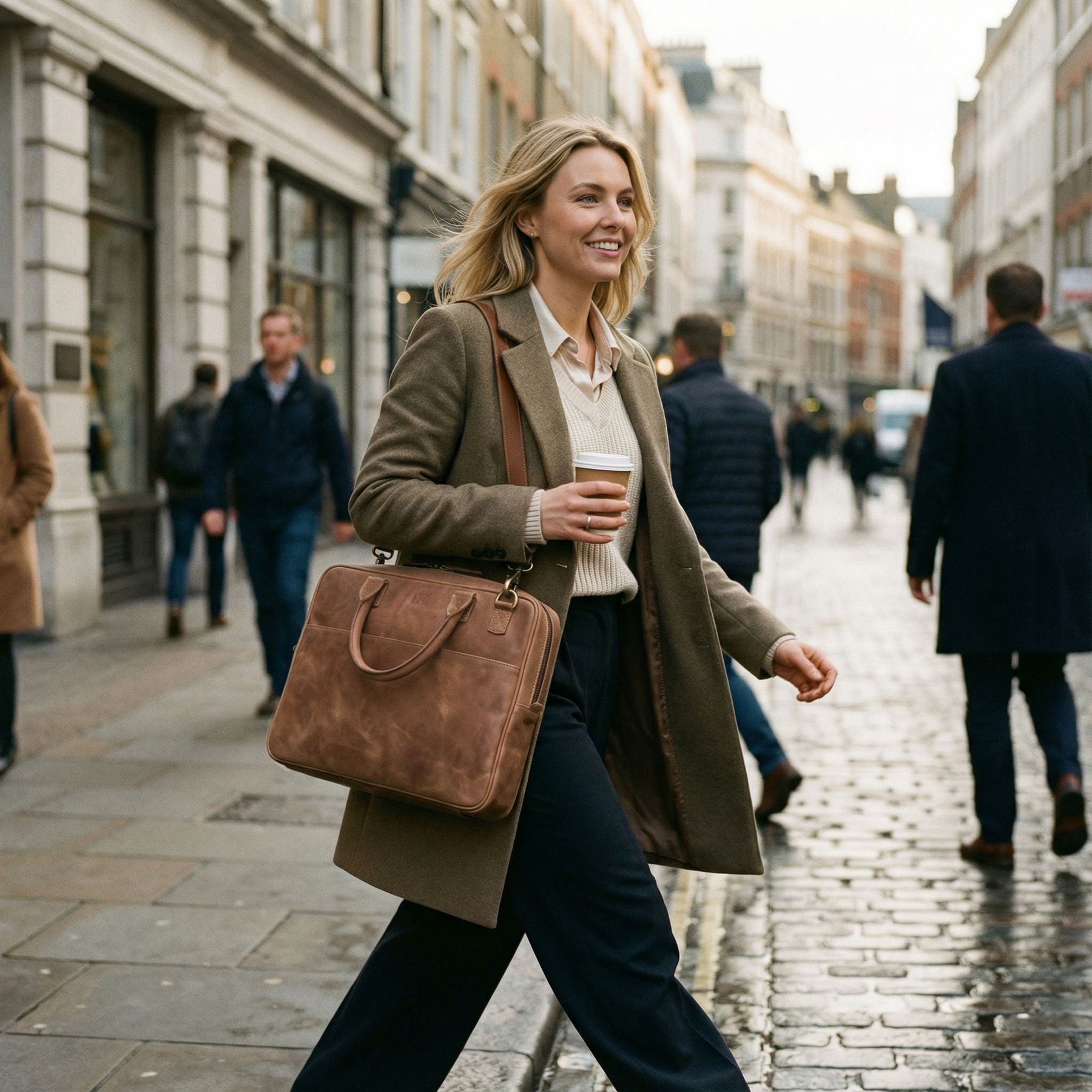 SID & VAIN Laptoptasche echt Leder 15" Zoll Laptop Umhängetasche Aktentasche Herren Business-Tasche ADEN gross 50574