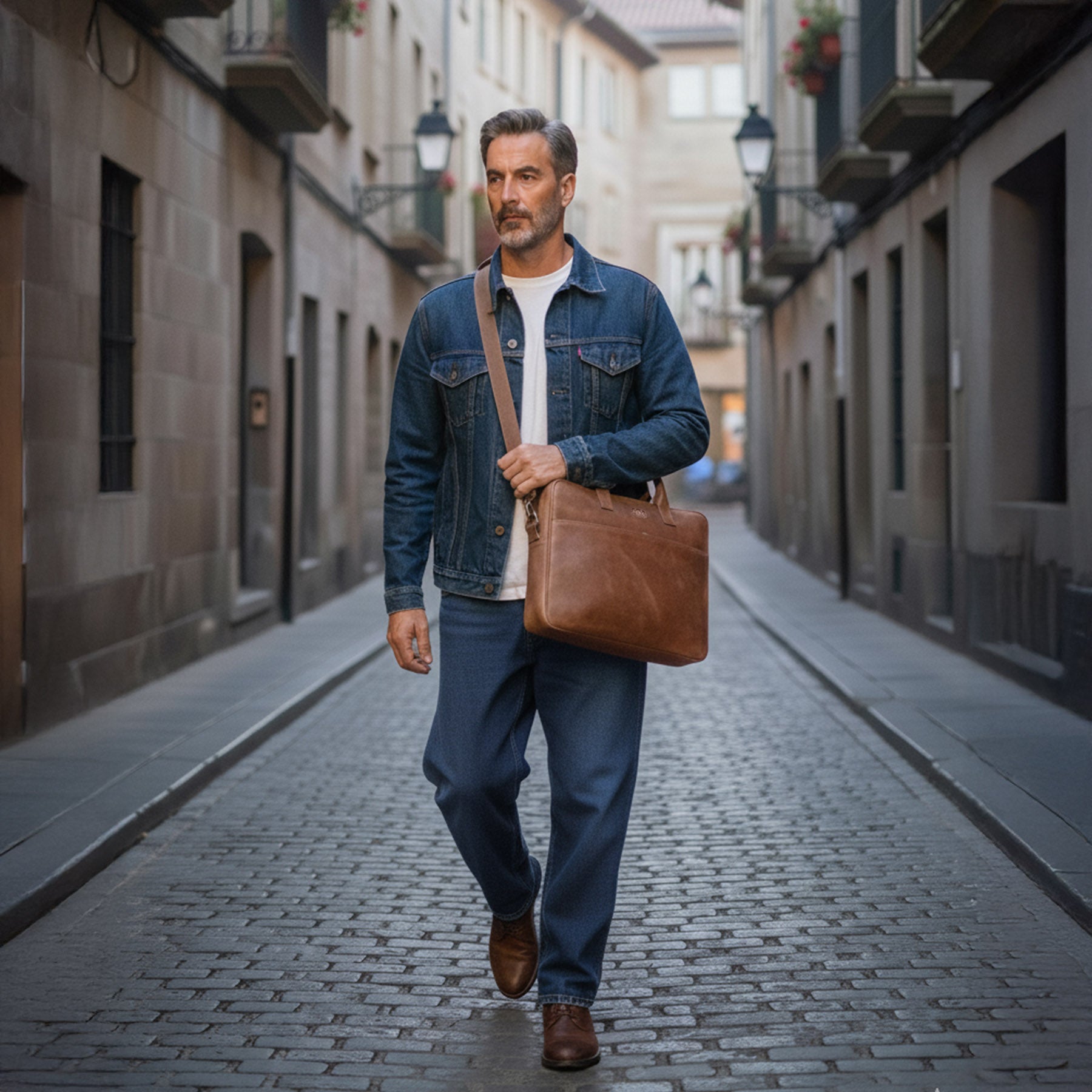 Laptoptasche ADEN Natur-Leder braun