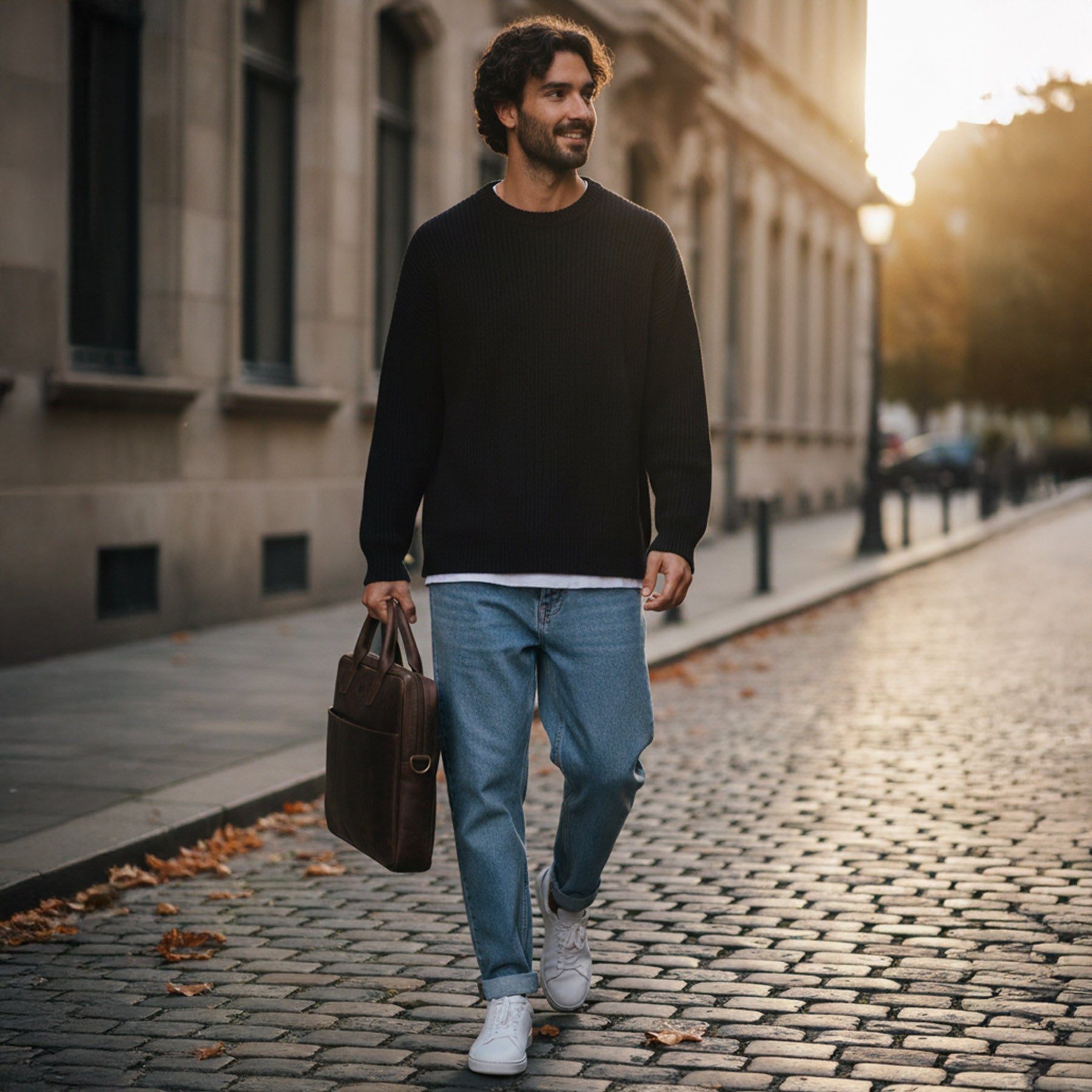 Laptoptasche ADEN Natur-Leder braun