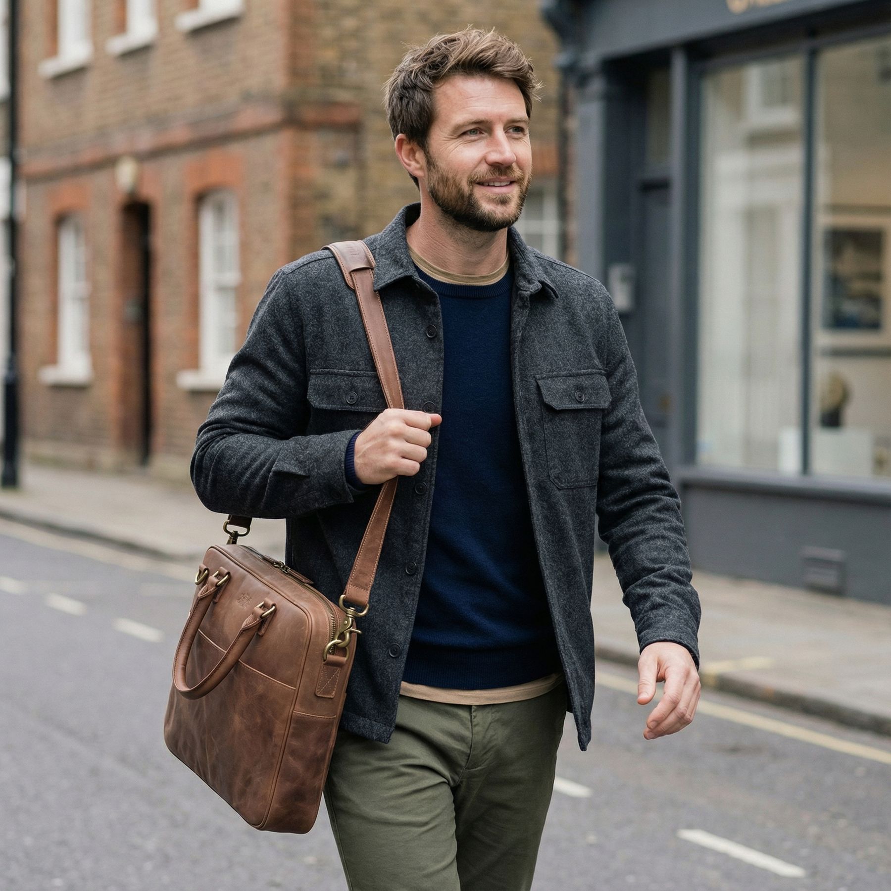 SID & VAIN Laptoptasche echt Leder 15" Zoll Laptop Aktentasche Herren Business-Tasche ADEN gross 50570