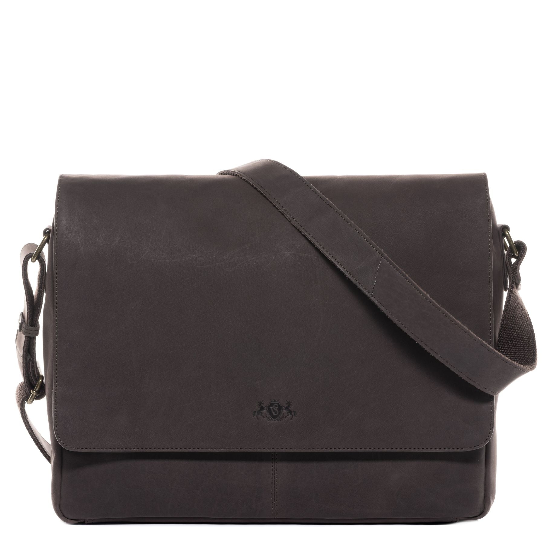 SID & VAIN Laptoptasche Leder Messenger Bag Leder SPENCER dark-brown 36716