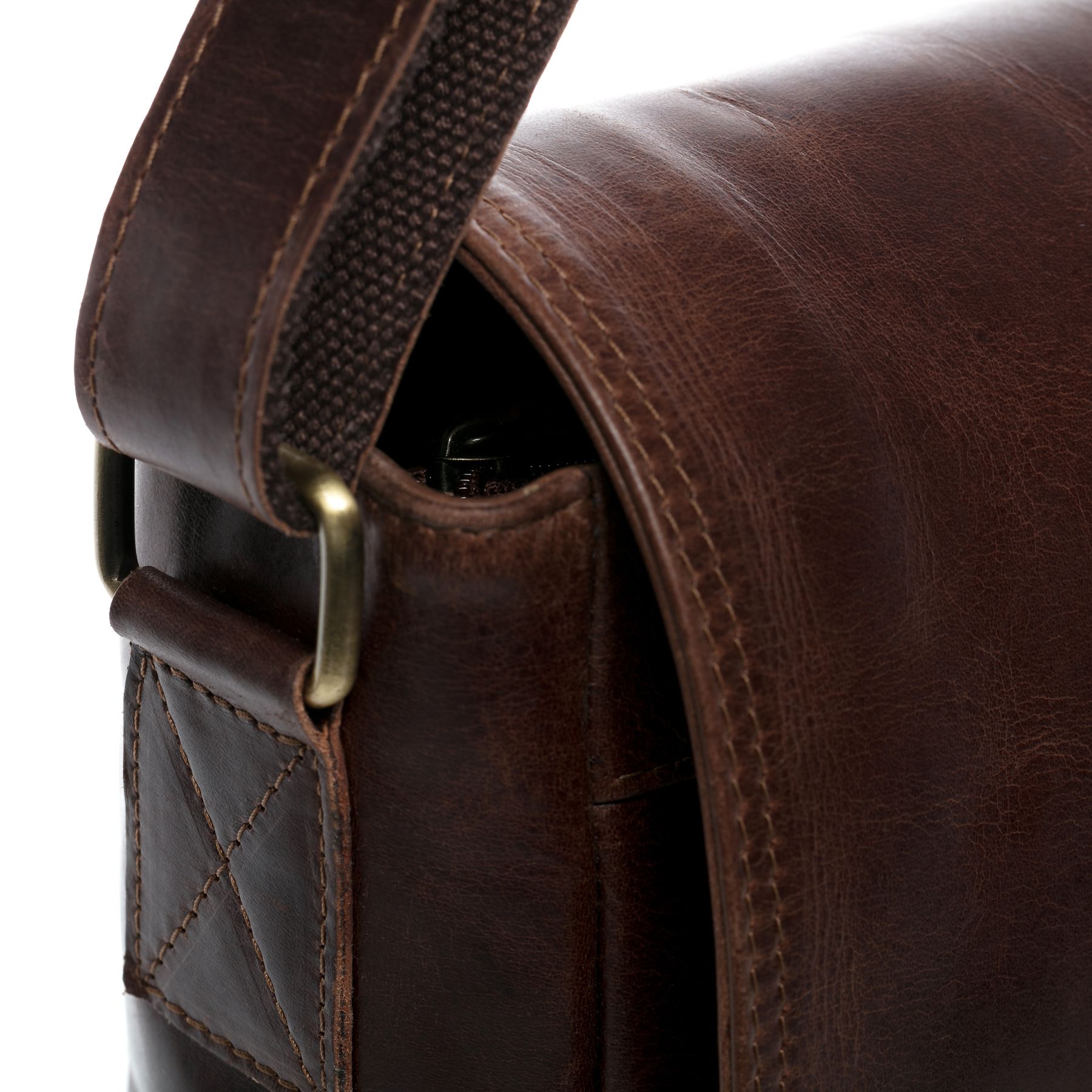 SID & VAIN Laptoptasche Leder Messenger Bag Leder SPENCER braun-cognac 16103