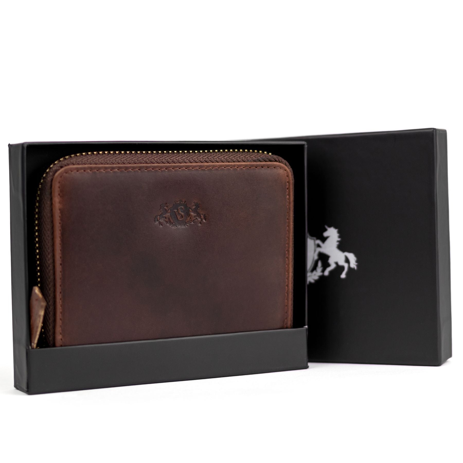 SID & VAIN Geldbeutel Zip Leder klein HANNAH braun-cognac 33393