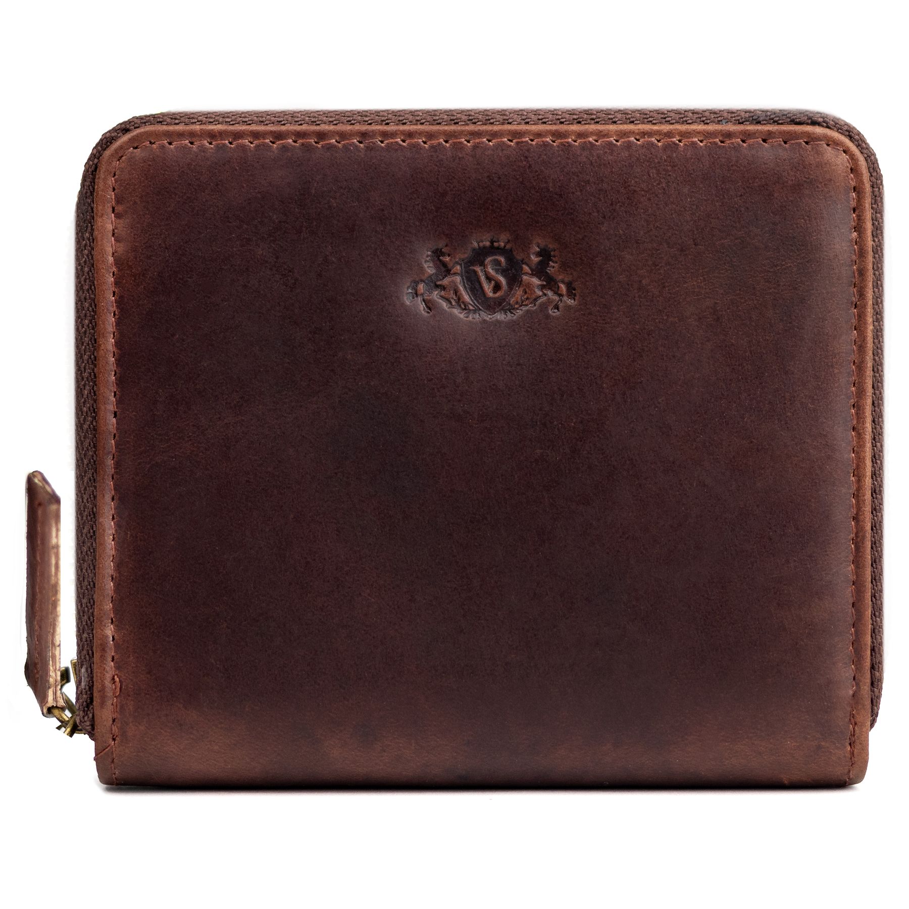 SID & VAIN Geldbeutel Zip Leder klein HANNAH braun-cognac 33391