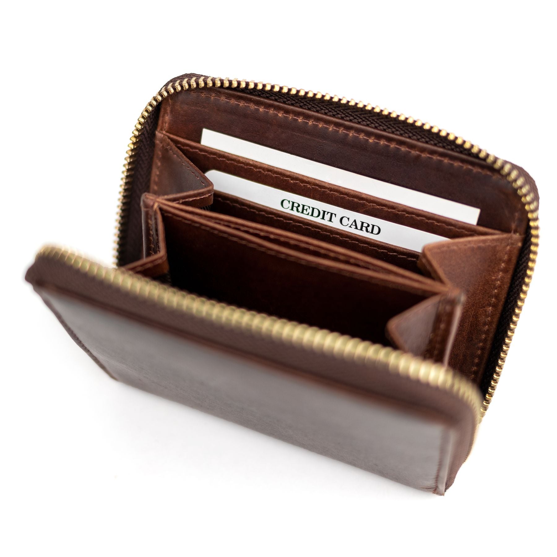 SID & VAIN Geldbeutel Zip Leder klein HANNAH braun-cognac 33392