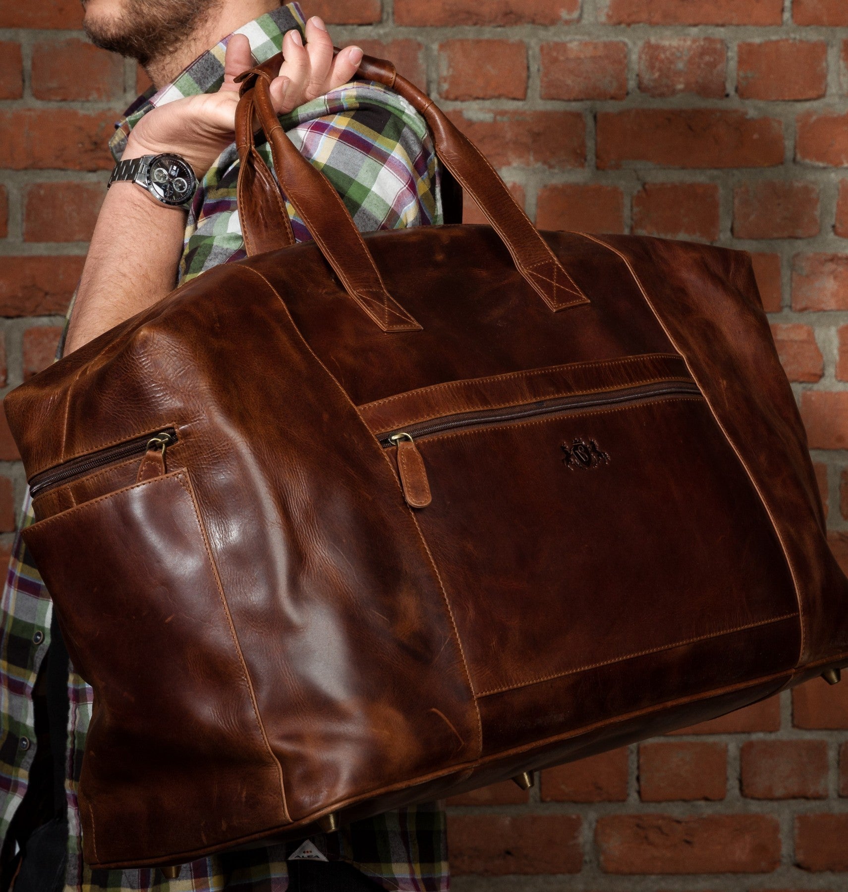 SID & VAIN Reisetasche Leder XL BRISTOL XL-brown 15807