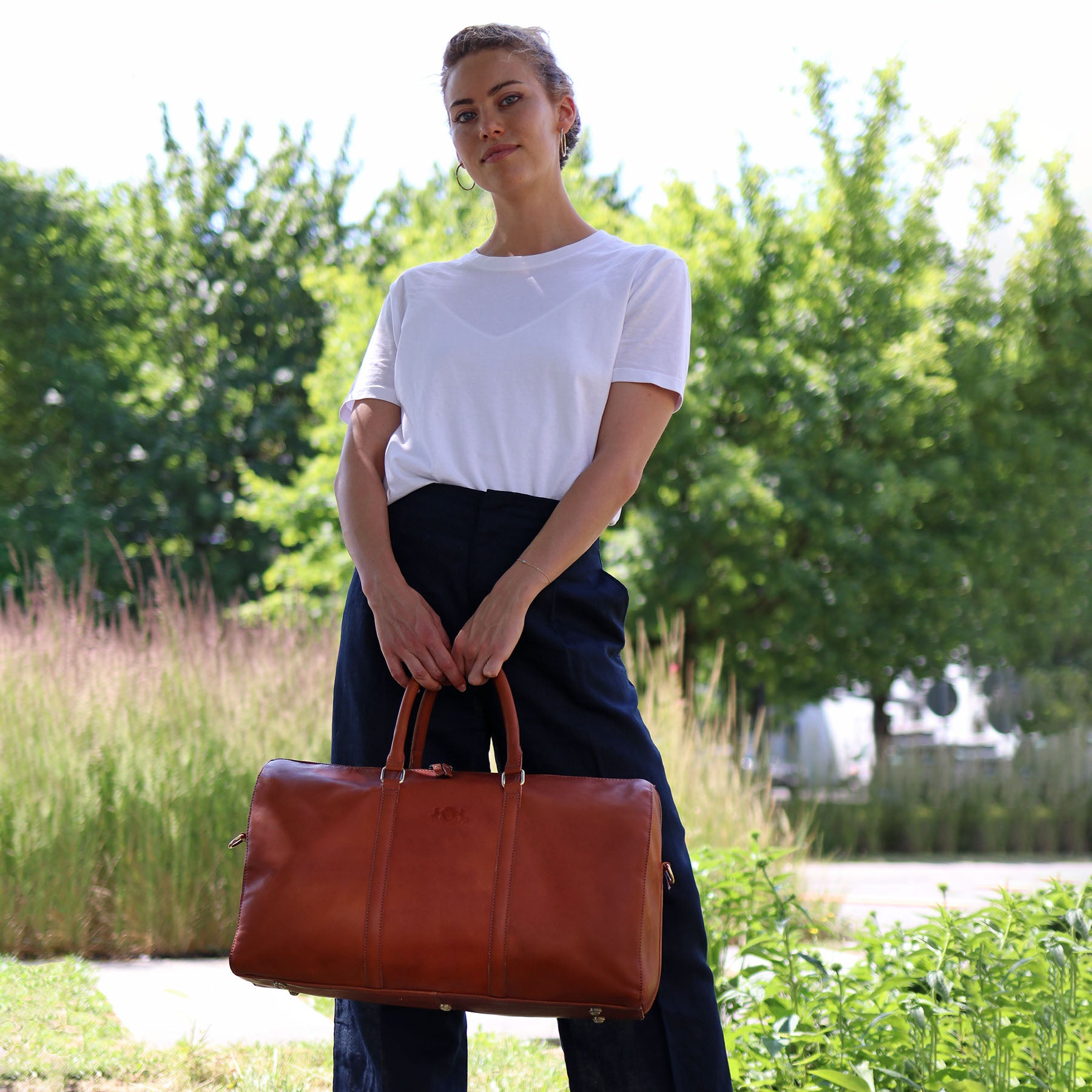 SID & VAIN Reisetasche Leder-female SKYLER chestnut 40458