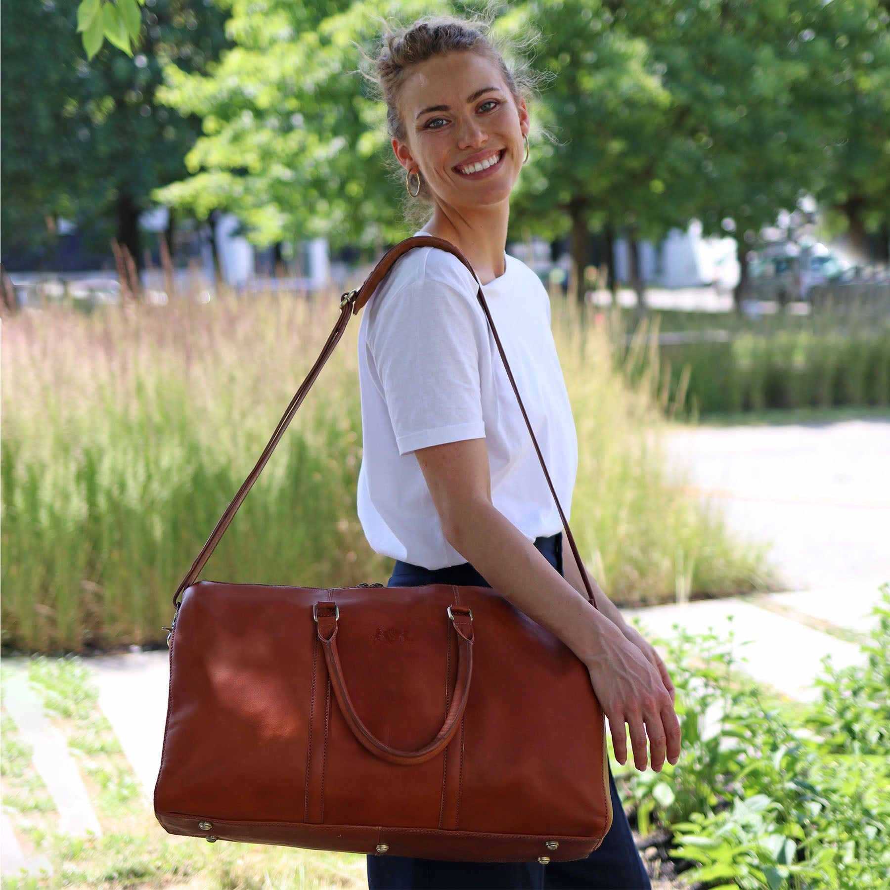 SID & VAIN Reisetasche Leder-female SKYLER chestnut 40459
