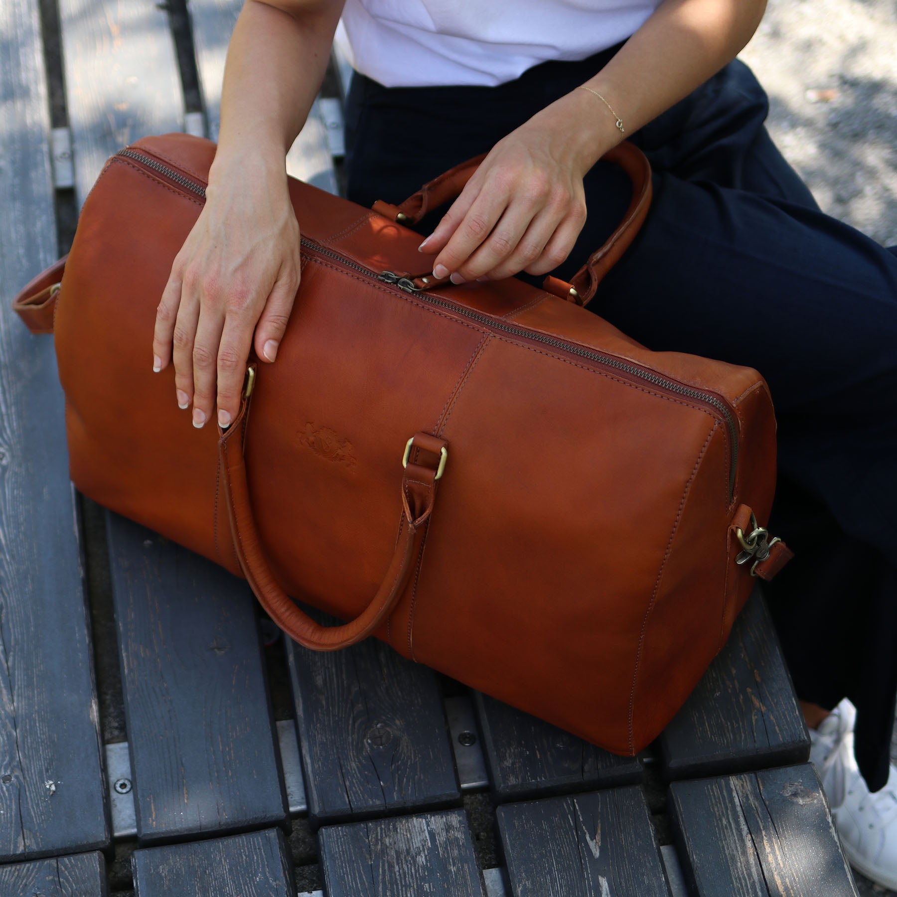 SID & VAIN Reisetasche Leder-female SKYLER chestnut 40461