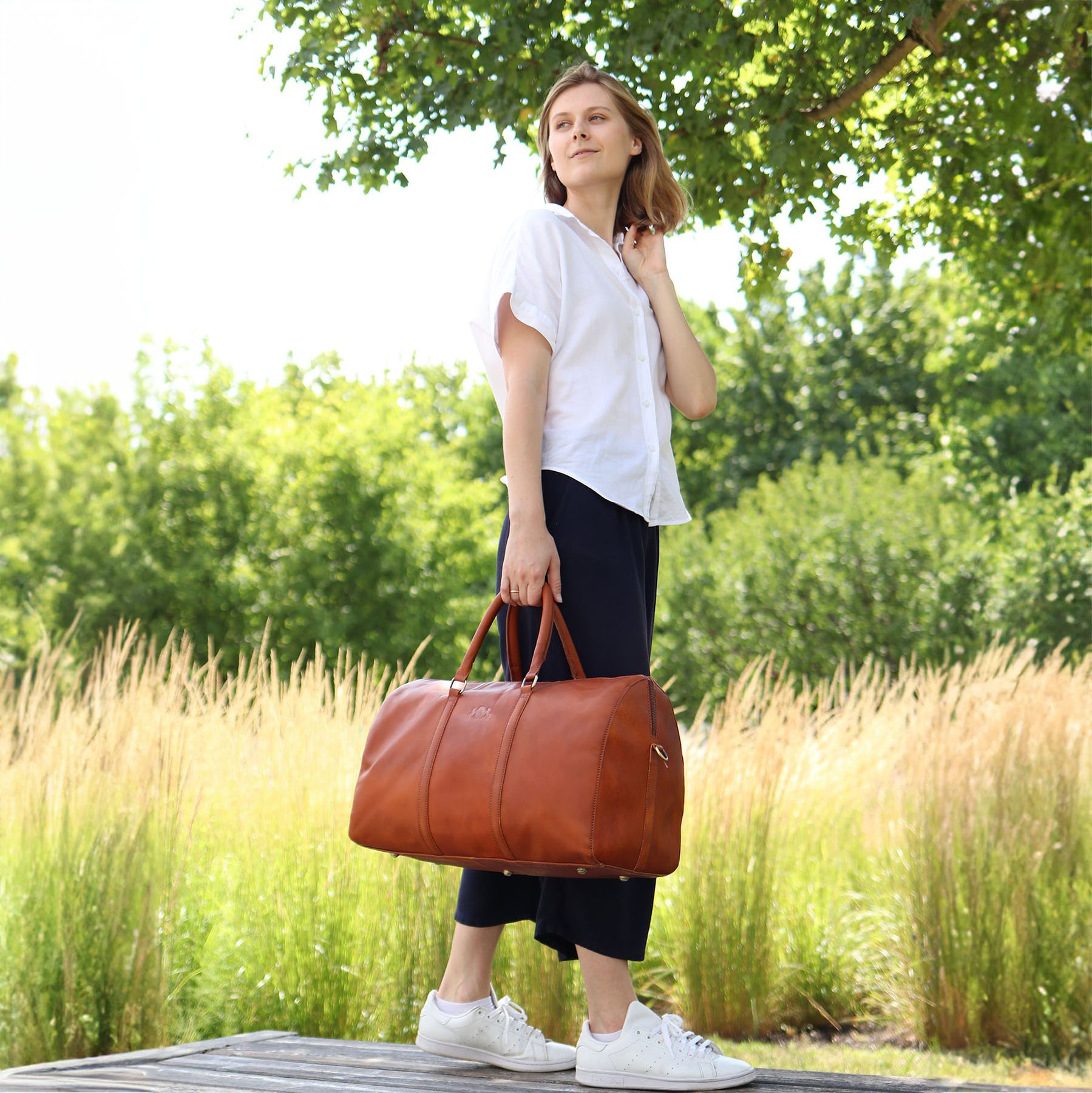 SID & VAIN Reisetasche Leder-female SKYLER chestnut 42458