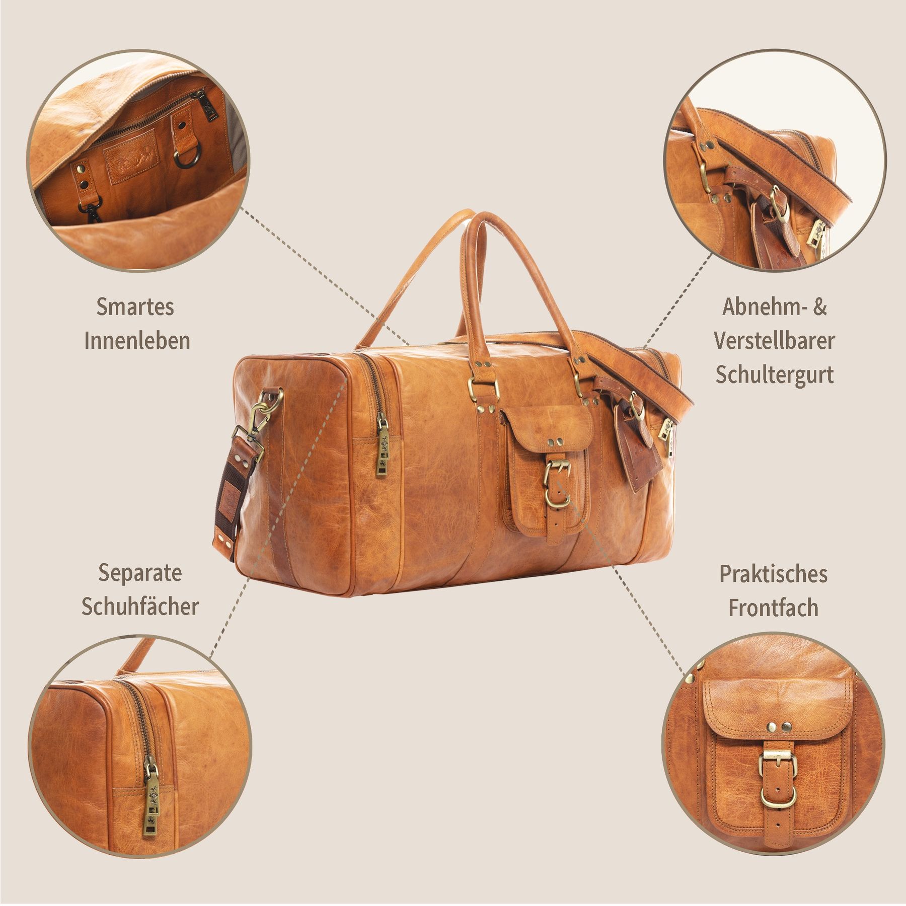 Reisetasche LANDON Naturleder