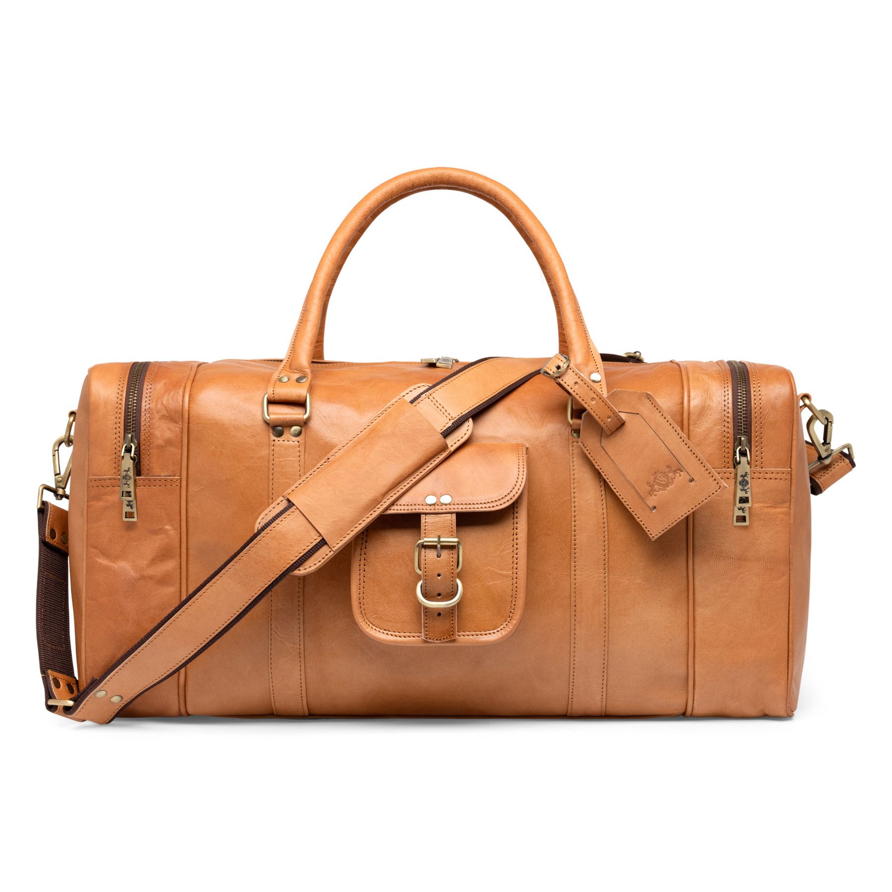 SID & VAIN Reisetasche Leder LANDON braun Weekender 50147