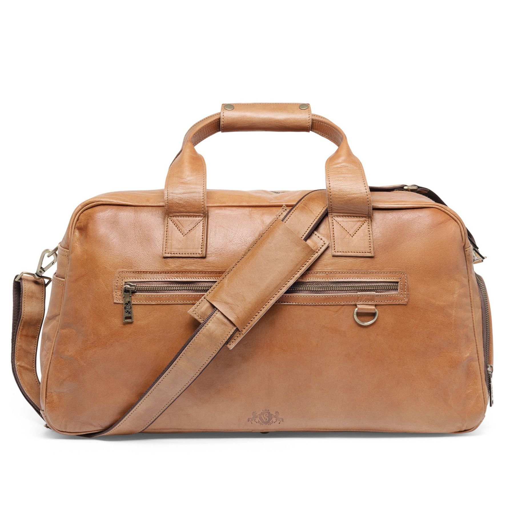 SID & VAIN Reisetasche mit Schuhfach echt Leder Weekender Handgepäck Sporttasche hellbraun BERLIN gross 50519