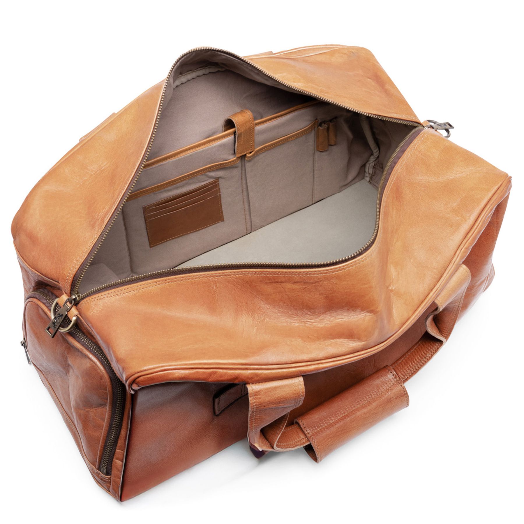 SID & VAIN Reisetasche mit Schuhfach echt Leder Weekender Handgepäck Sporttasche hellbraun BERLIN gross 50517